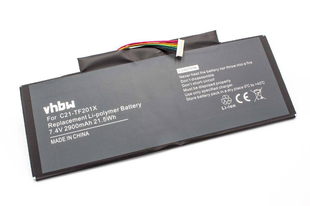 vhbw Akku kompatibel mit Asus Transformer Pad TF300T, TF300, TF300TL, TF300TG Tablet Pad (2900 mAh, 7,5 V, Li-Polymer)