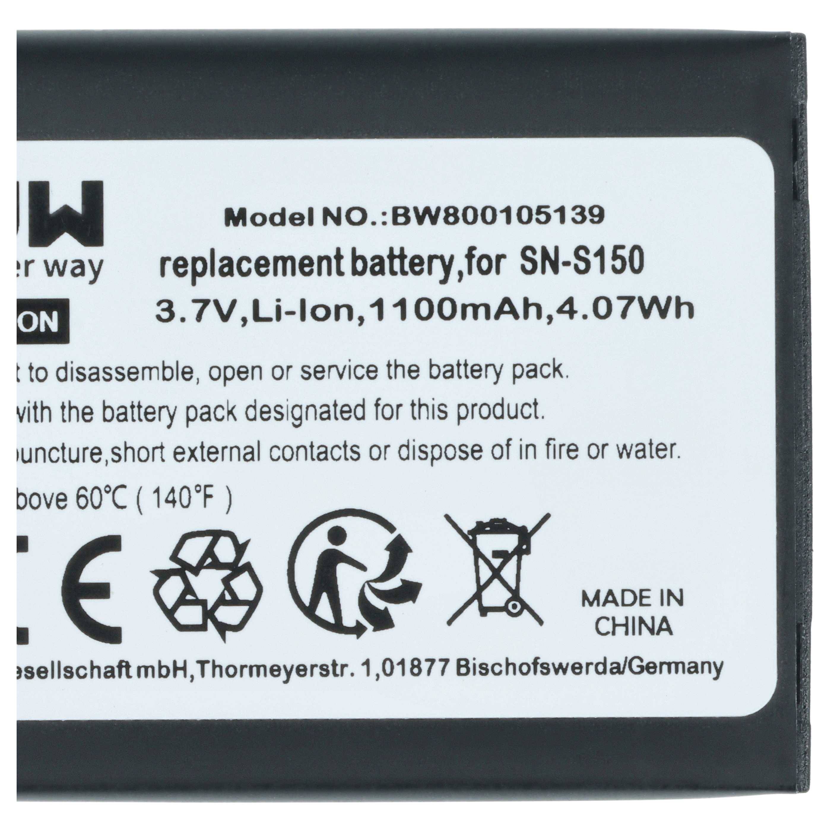 vhbw Akku kompatibel mit Summer Baby Touch 02004, 02000 Babyphone Babytalker (1100 mAh, 3,7 V, Li-Ion)