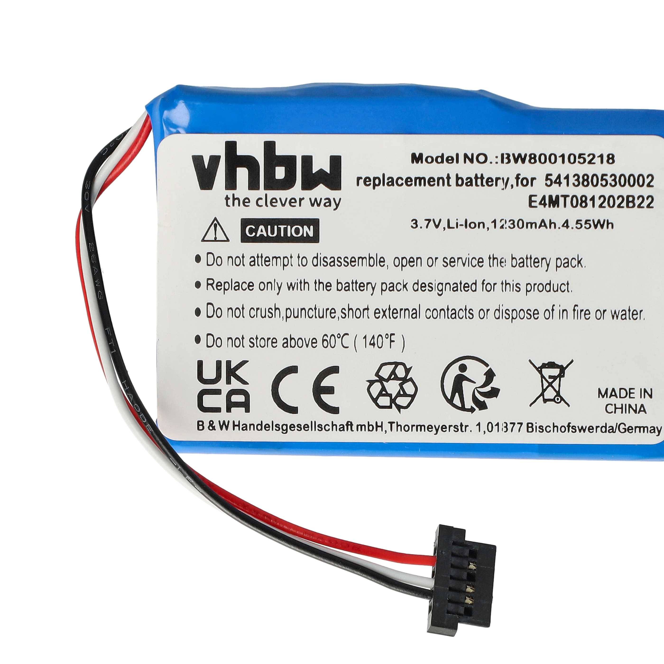 Eine blaue Lithium-Ionen-Batterie der Marke „vhbw