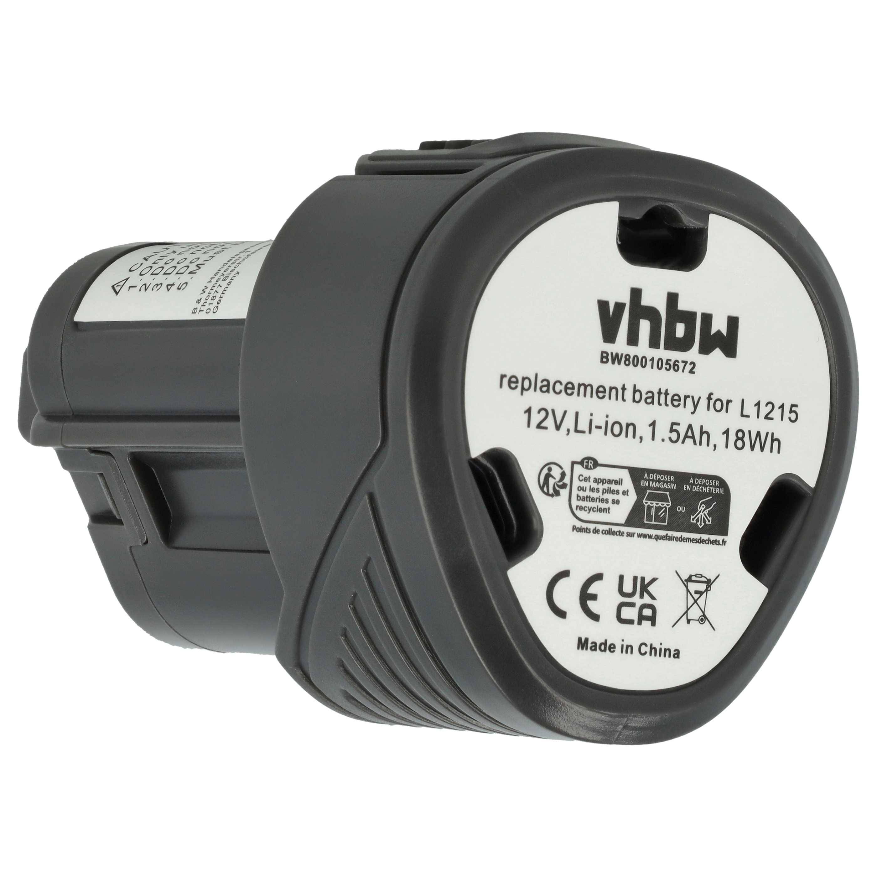 vhbw 2x Akku kompatibel mit Ridgid R9000K, R82230, R8224K, R82059, R8223400 Werkzeug (1500 mAh, Li-Ion, 12 V)