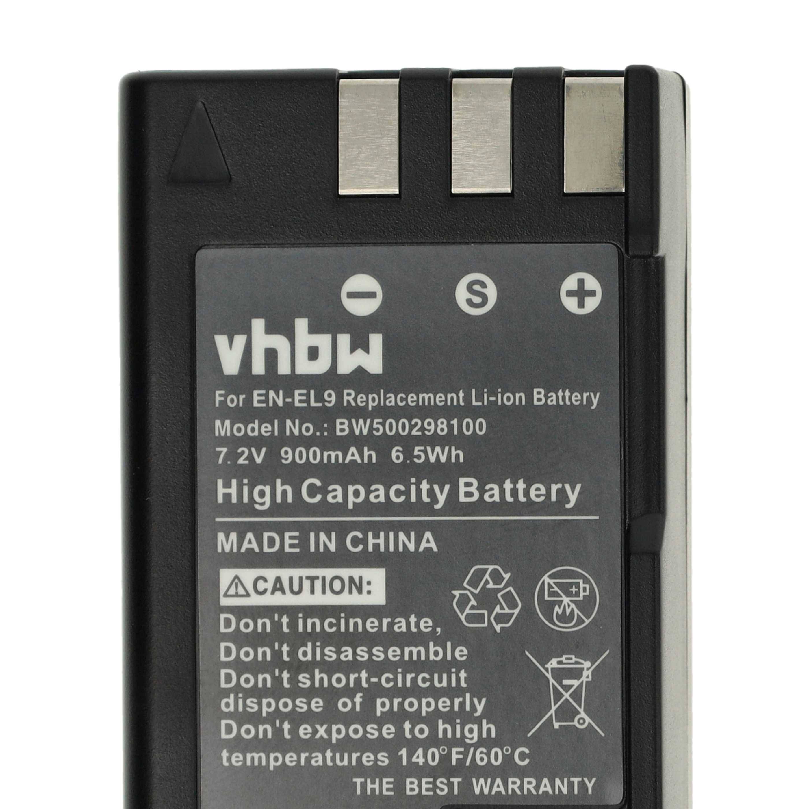 vhbw 3x Akku Ersatz für Nikon EN-EL9a, EN-EL9E, EN-EL9 für Kamera (900 mAh, 7,2 V, Li-Ion)