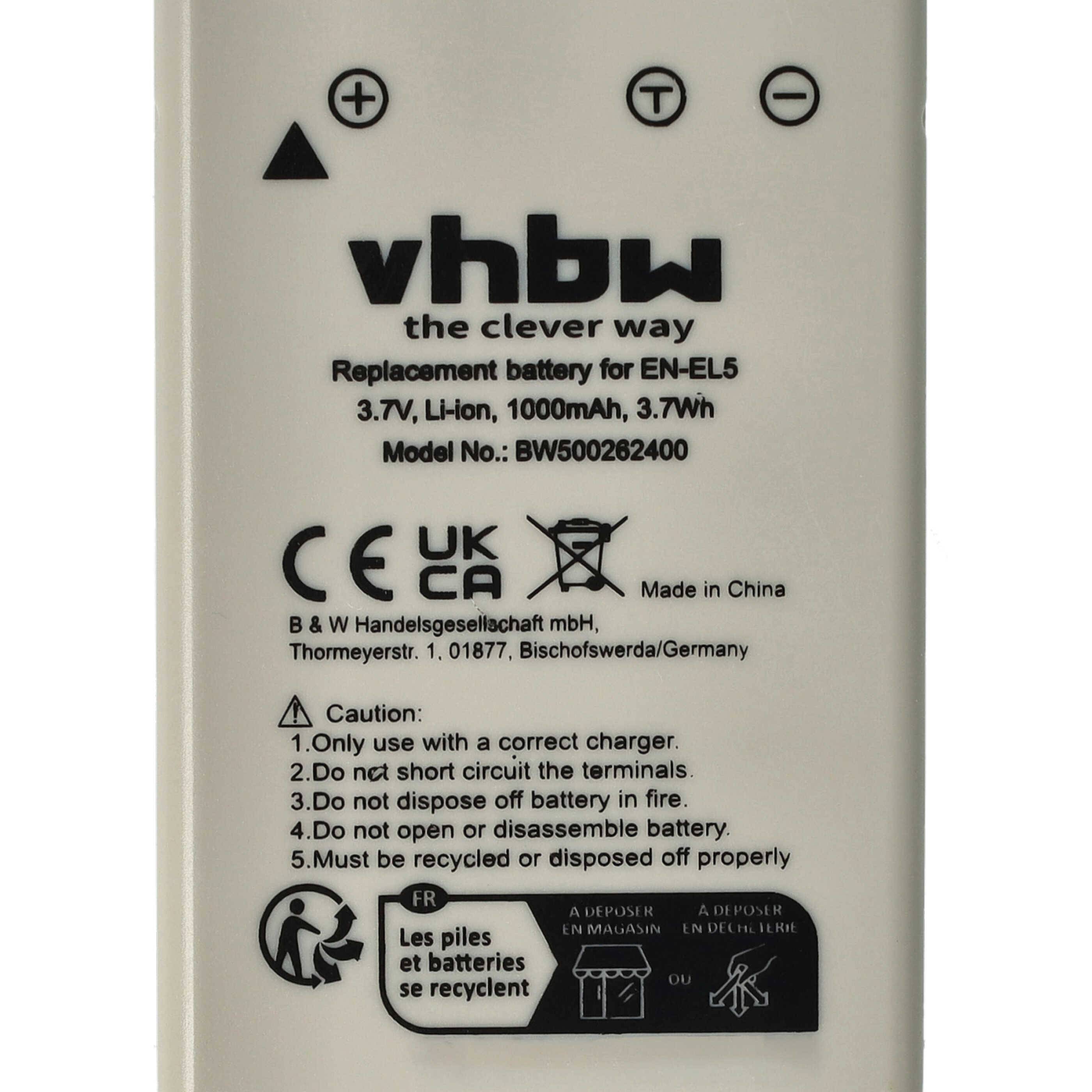 vhbw 3x Akku Ersatz für Nikon EN-EL5 | für Kamera (1000 mAh, 3,6 V, Li-Ion)