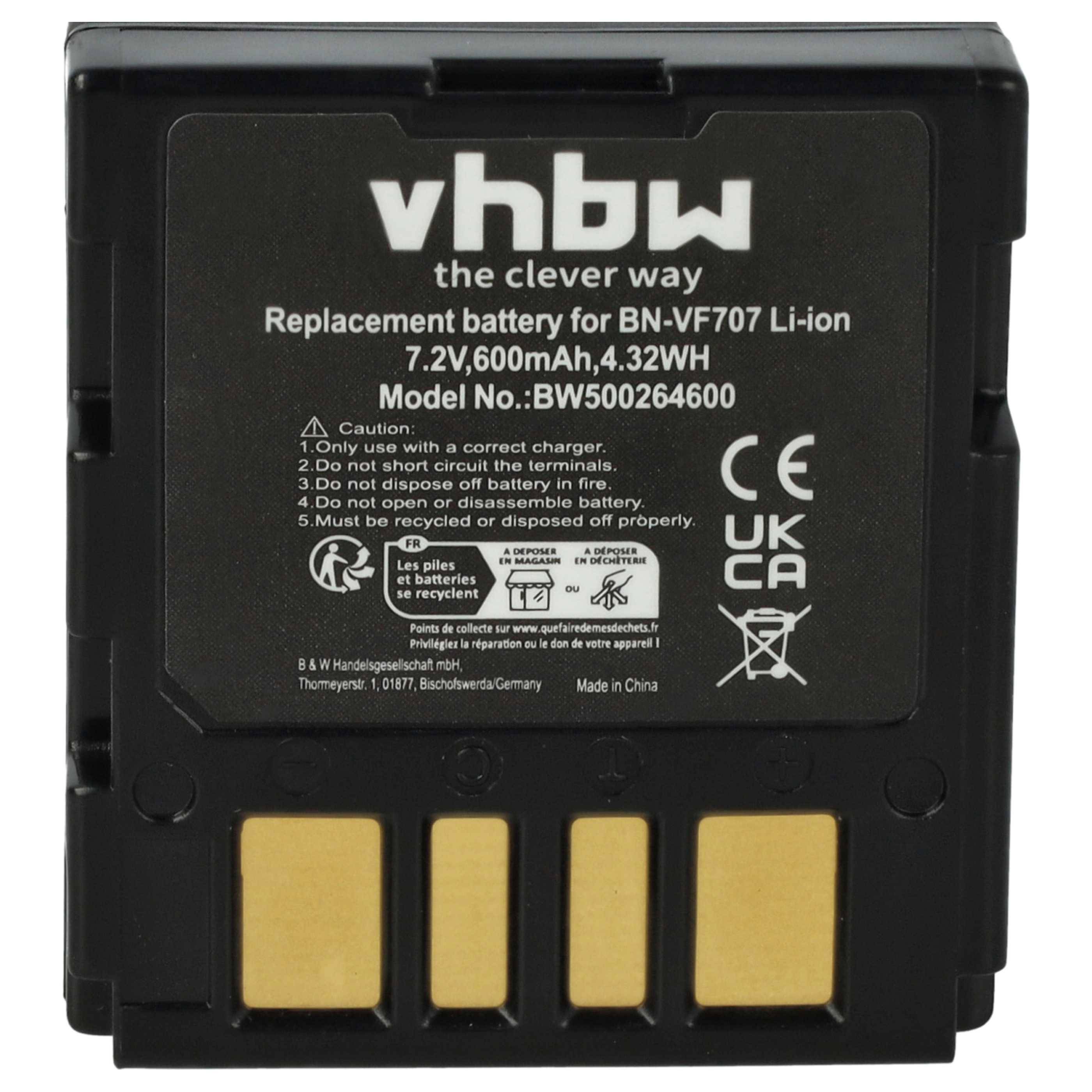 vhbw 2x Akku kompatibel mit JVC GZ-MG30, GZ-MG27, GZ-MG24, GZ-MG47, GZ-MG40, GZ-MG37, GZ-MG33 Videokamera Camcorder (600 mAh, 7,2 V, Li-Ion)