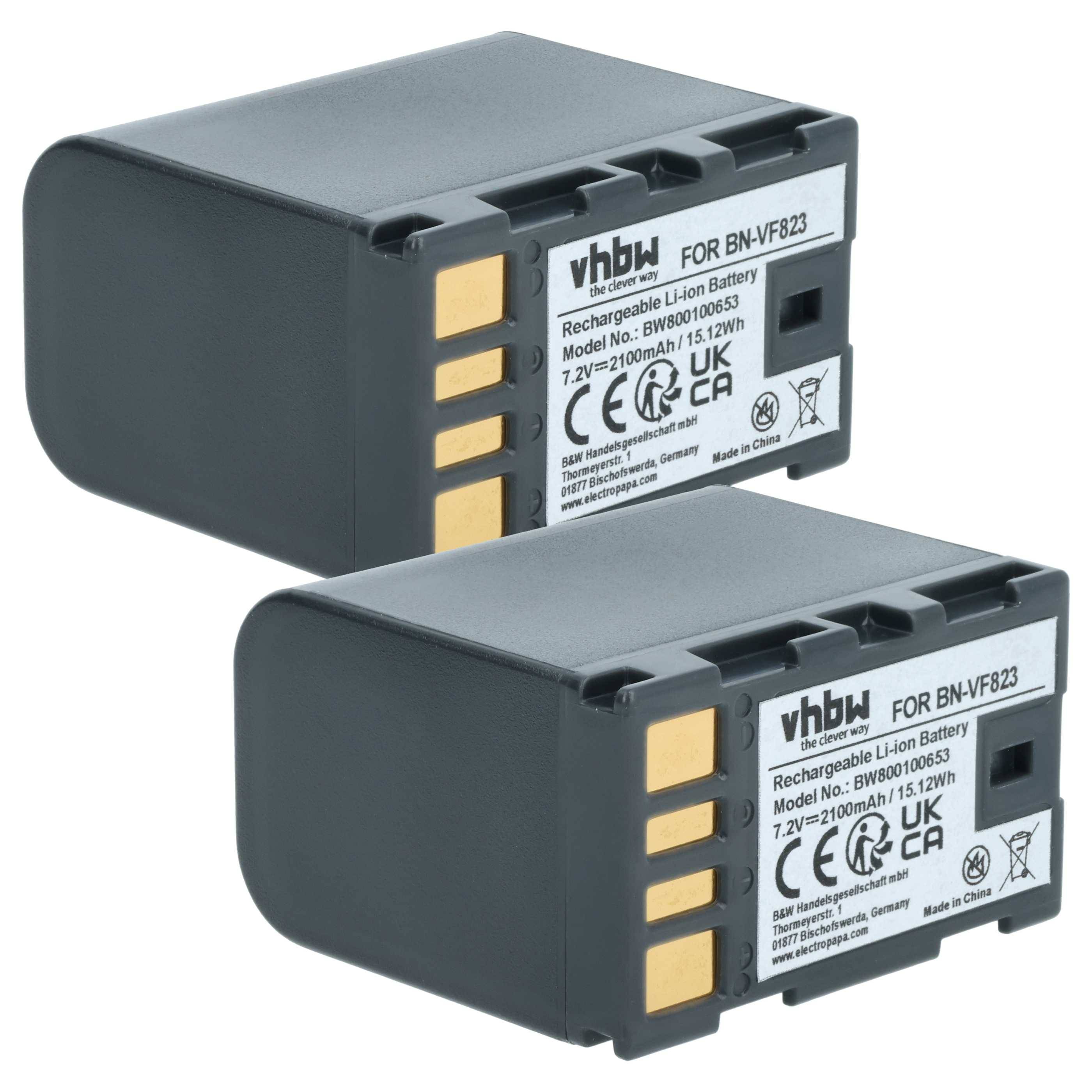 vhbw 2x Akku kompatibel mit JVC GZ-MG331, GZ-MG330HEG, GZ-MG330REX Videokamera Camcorder (2100 mAh, 7,2 V, Li-Ion) + Infochip