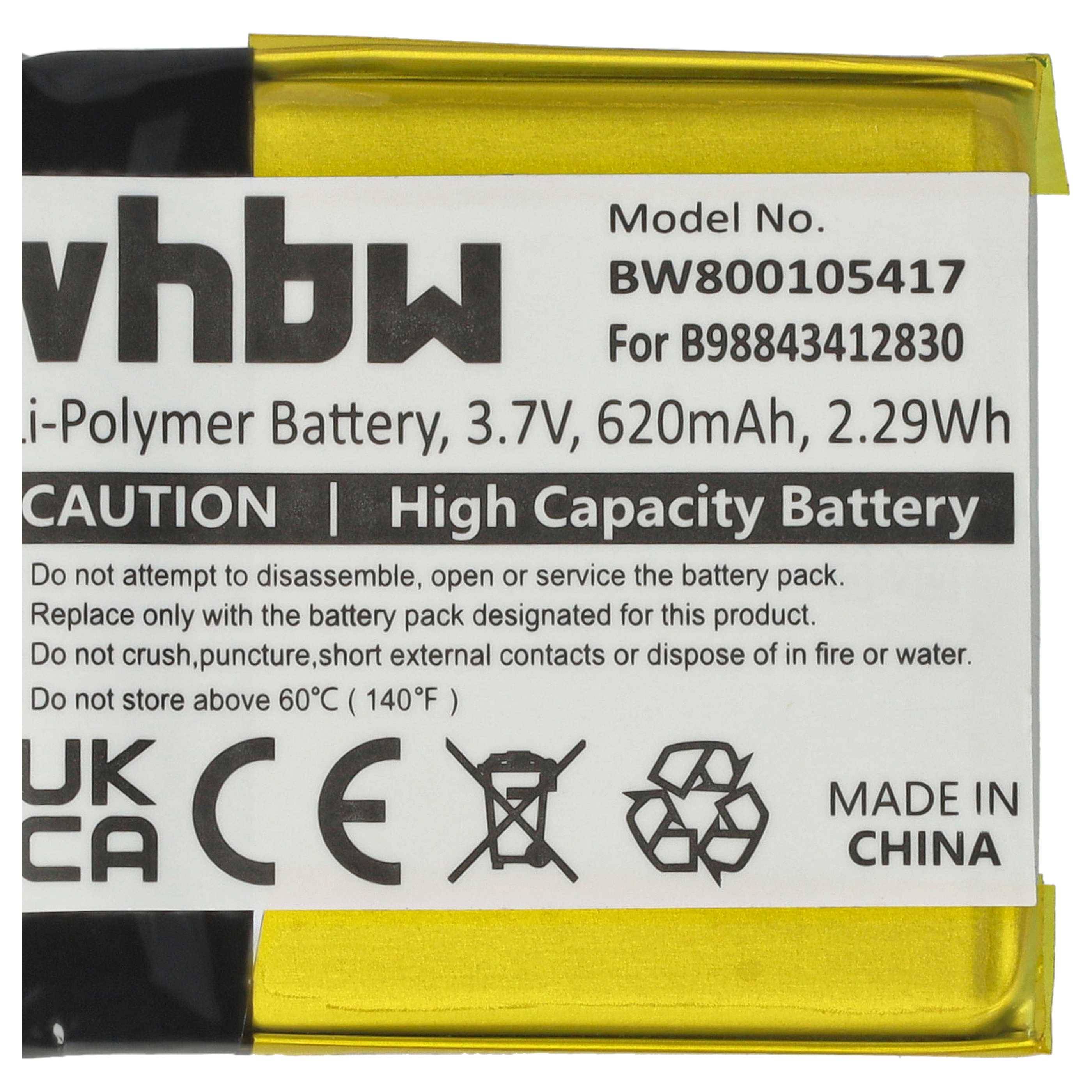 vhbw 1x Akku kompatibel mit Samsung YP-Q2 8G | YP-Q1CB/XSH, YP-Q2 16G MP3-Player Musik Player (620 mAh, 3,7 V, Li-Polymer)