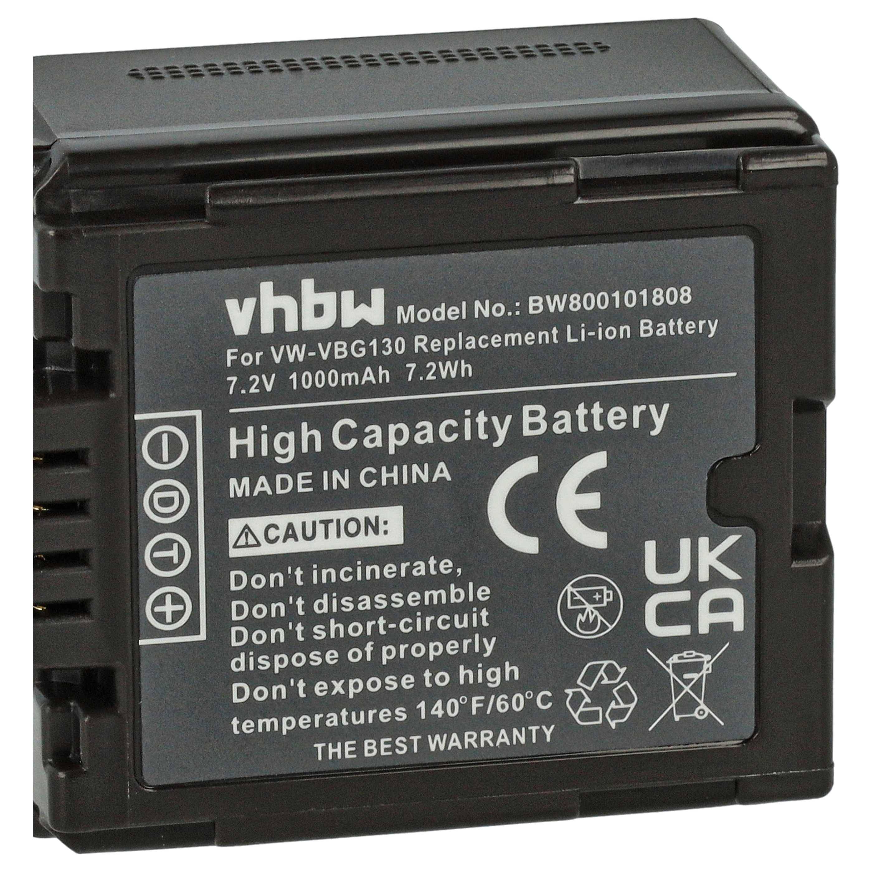 vhbw 3x Akku kompatibel mit Panasonic VDR-D50 Videokamera Camcorder (1000 mAh, 7,2 V, Li-Ion) + Infochip