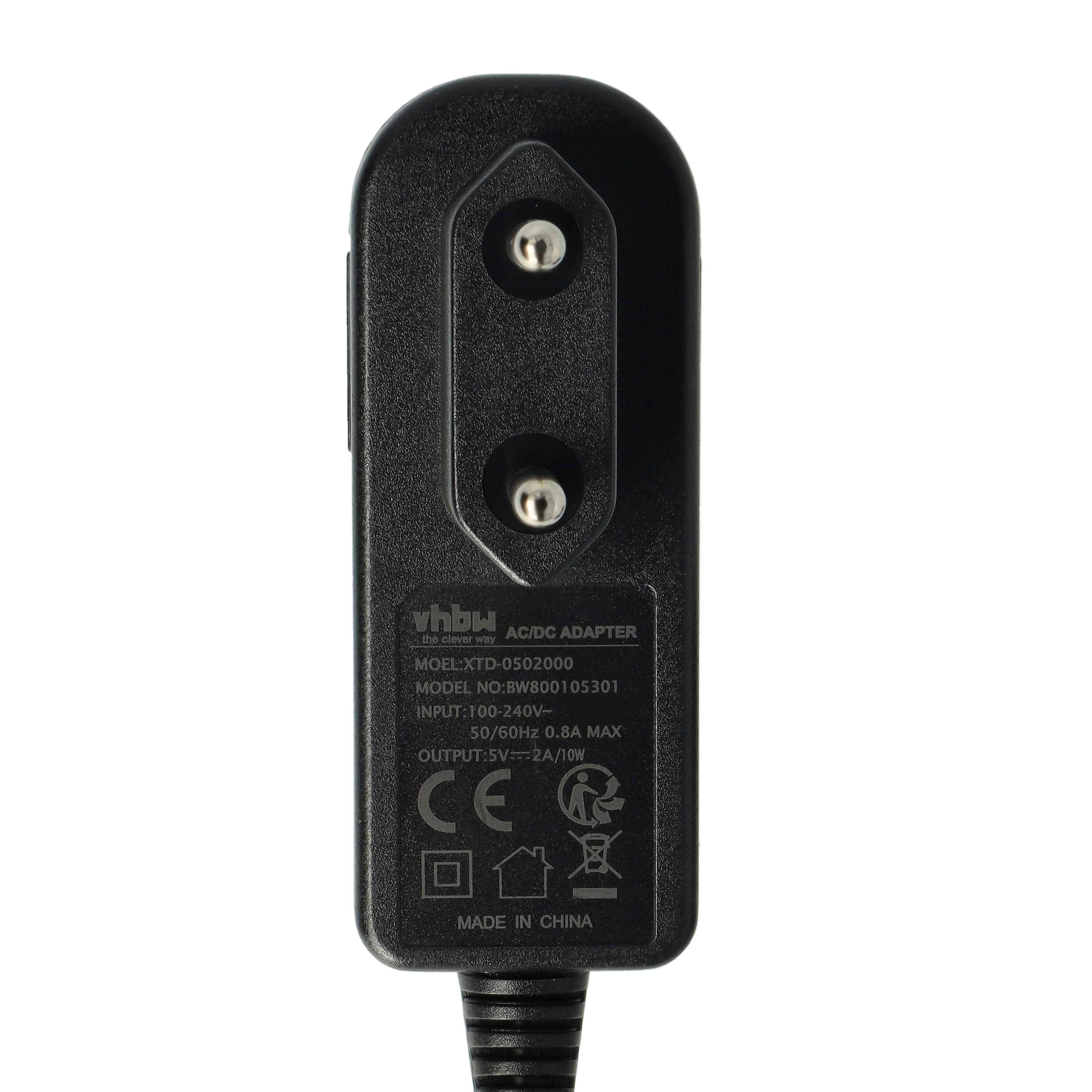 vhbw Mini-USB Ladegerät Universal Ladekabel mit Netzstecker 2.0 A / 5V Schwarz