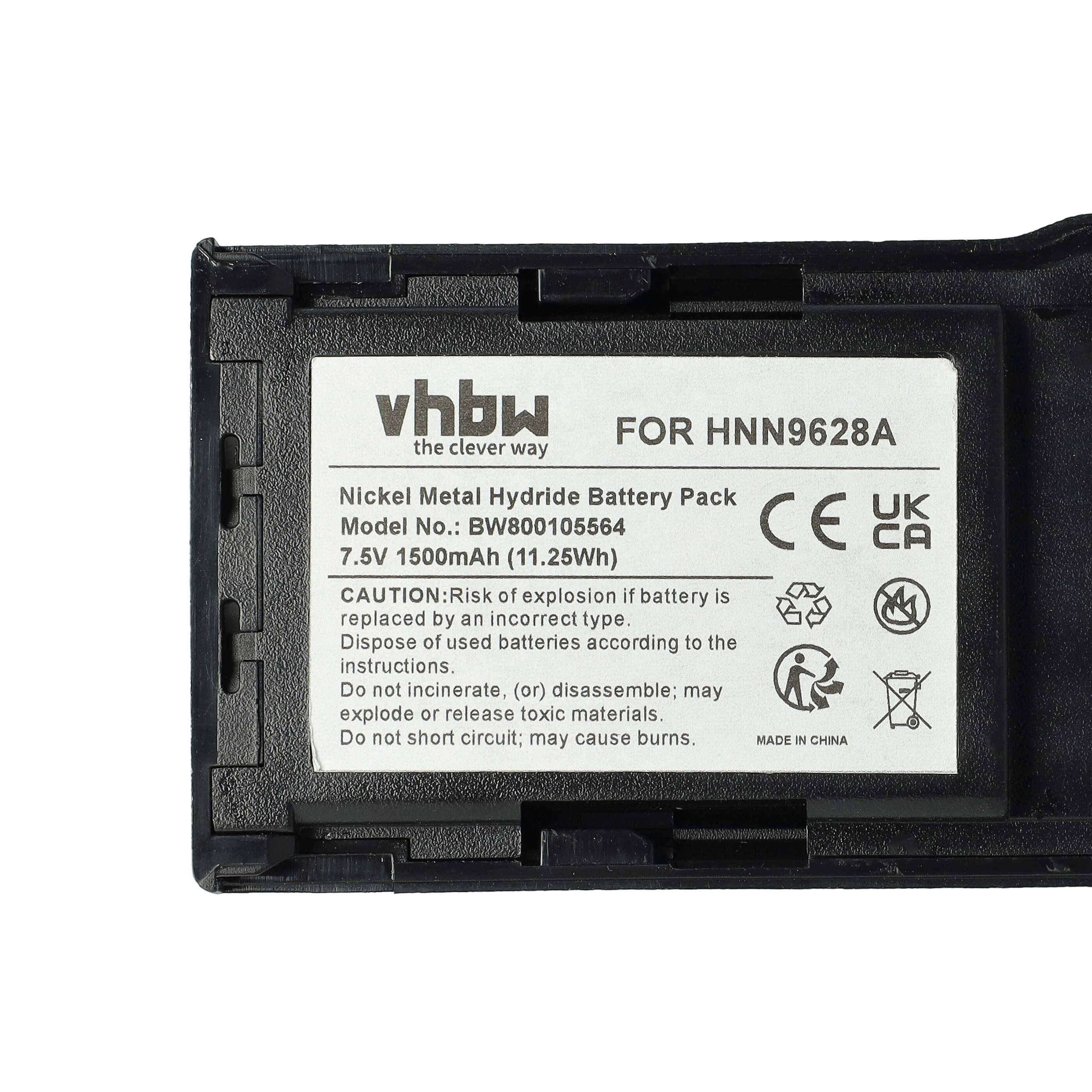 vhbw Akku Ersatz für Motorola WPNN4040AR, PMNN4005, WPNN4040 für Funkgerät, Walkie Talkie (1500 mAh, 7,5 V, NiMH) + Gürtelclip