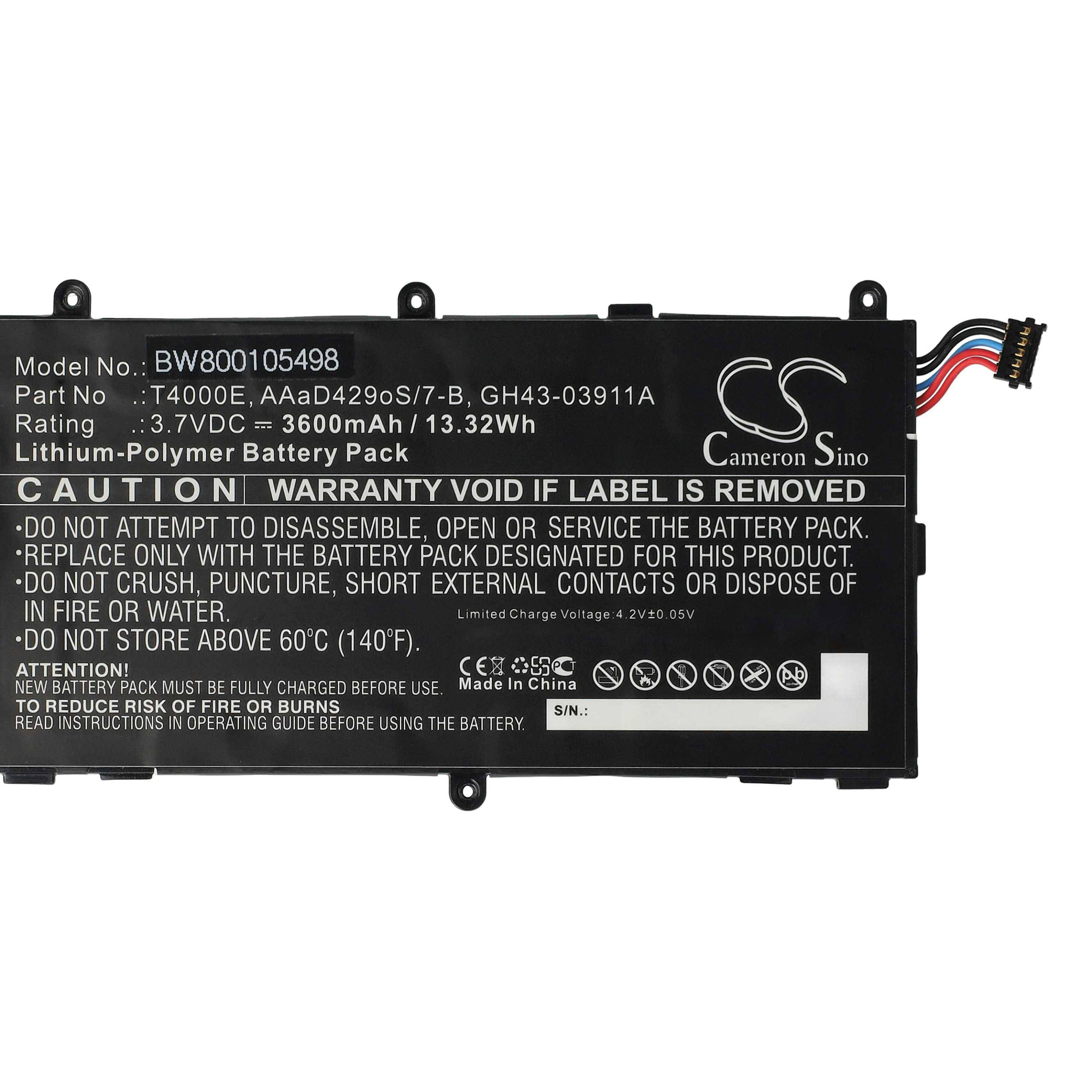 vhbw Akku kompatibel mit Samsung Galaxy Tab SM-T210R, SM-T211, 3 7.0, 3 Kids, SM-T210, SM-T2105 Tablet Pad (3600 mAh, 3,7 V, Li-Polymer)