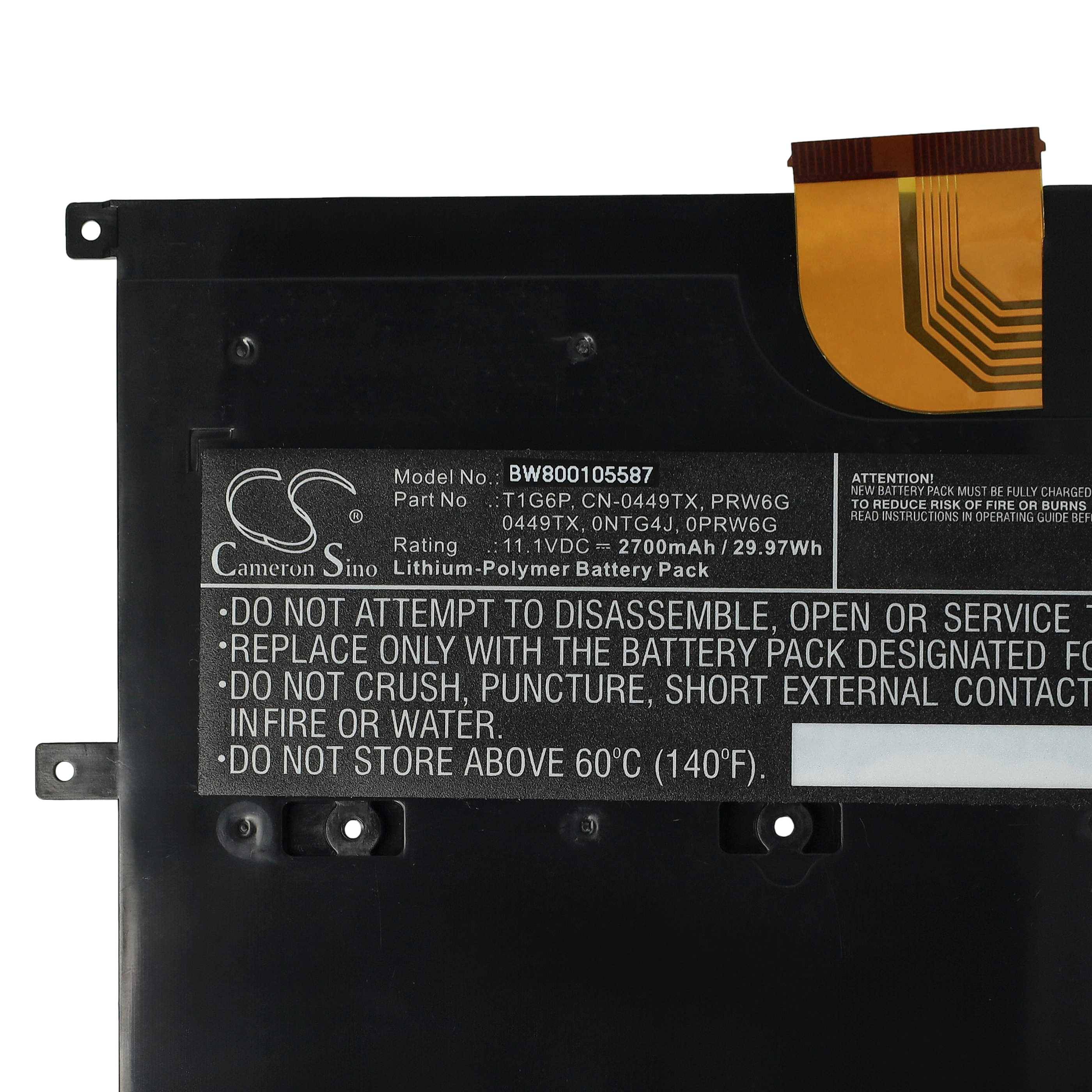 vhbw Akku Ersatz für Dell T1G6P für Notebook (2700 mAh, 11,1 V, Li-Polymer)