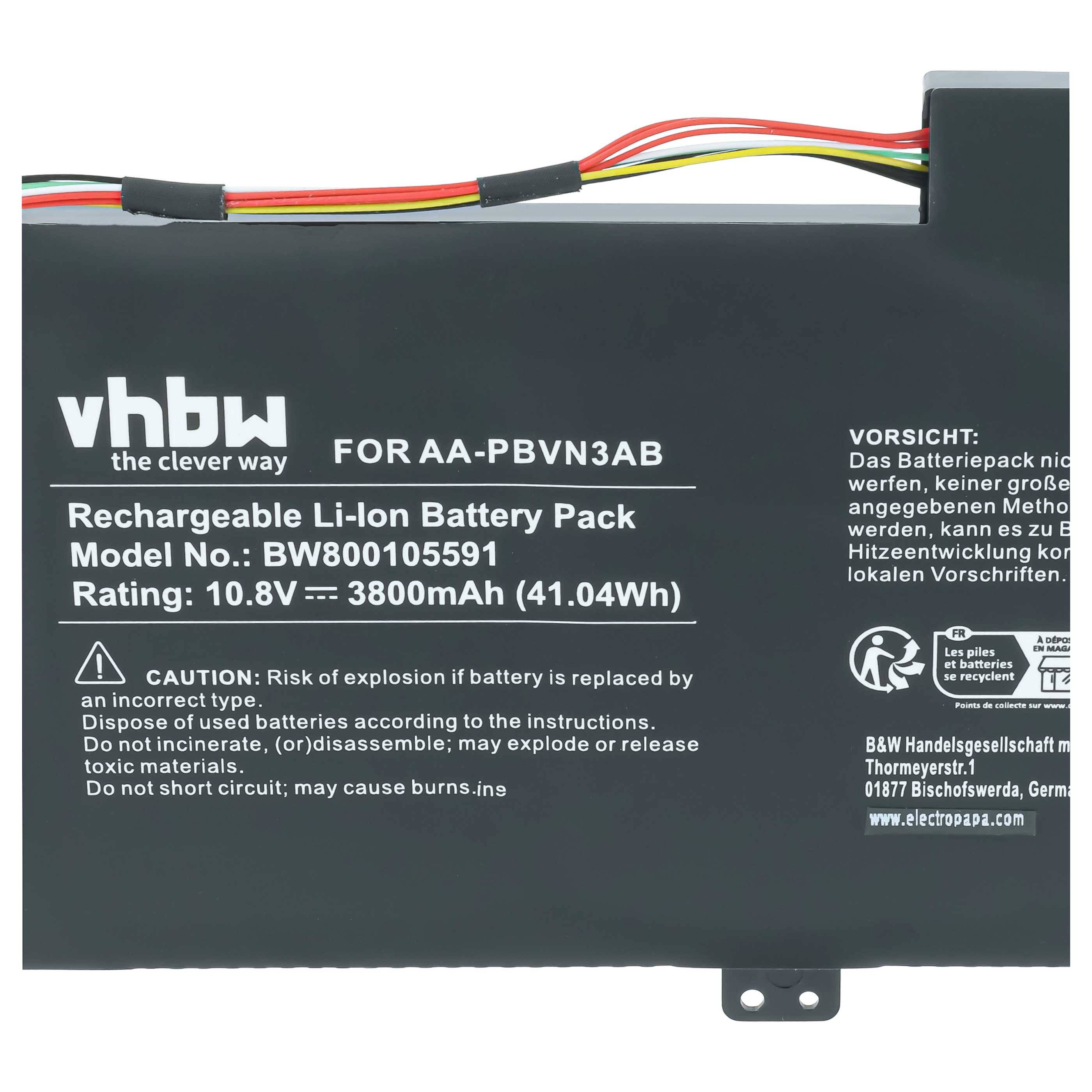 vhbw Akku kompatibel mit Samsung 35X0AA-X07, 35X0AA-X06, 500R5H, 35X0AA-X08, 35X0AA-X09 Notebook (3800 mAh, 10,8 V, Li-Ion)