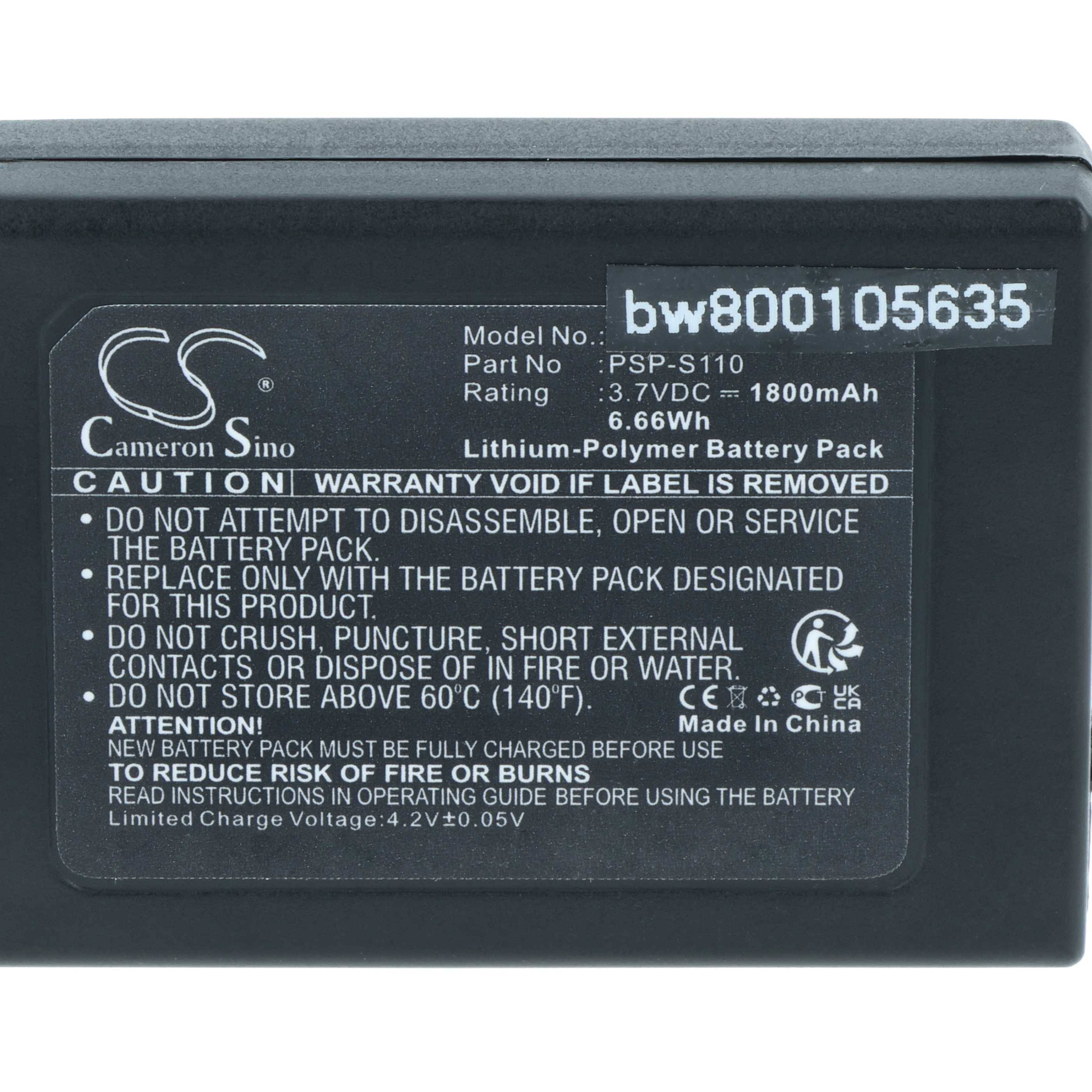 vhbw Akku kompatibel mit Sony Playstation Portable PSP-3008 Spielekonsole (1800 mAh, 3,7 V, Li-Polymer)