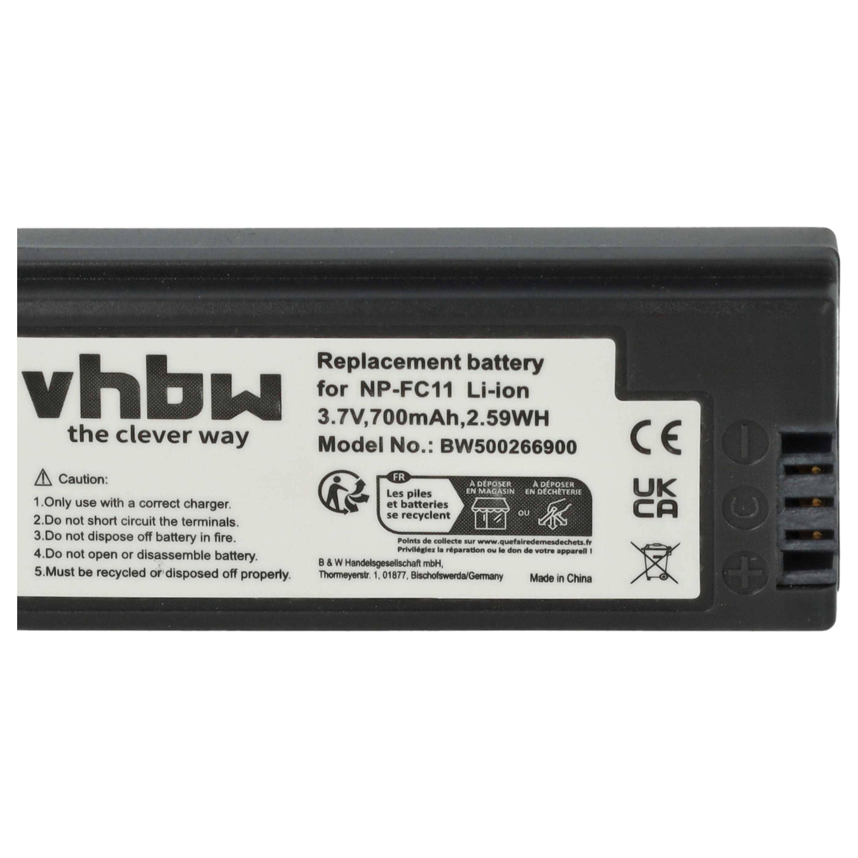 vhbw 3x Akku Ersatz für Sony NP-FC11, NP-FC10 für Kamera (700 mAh, 3,6 V, Li-Ion)