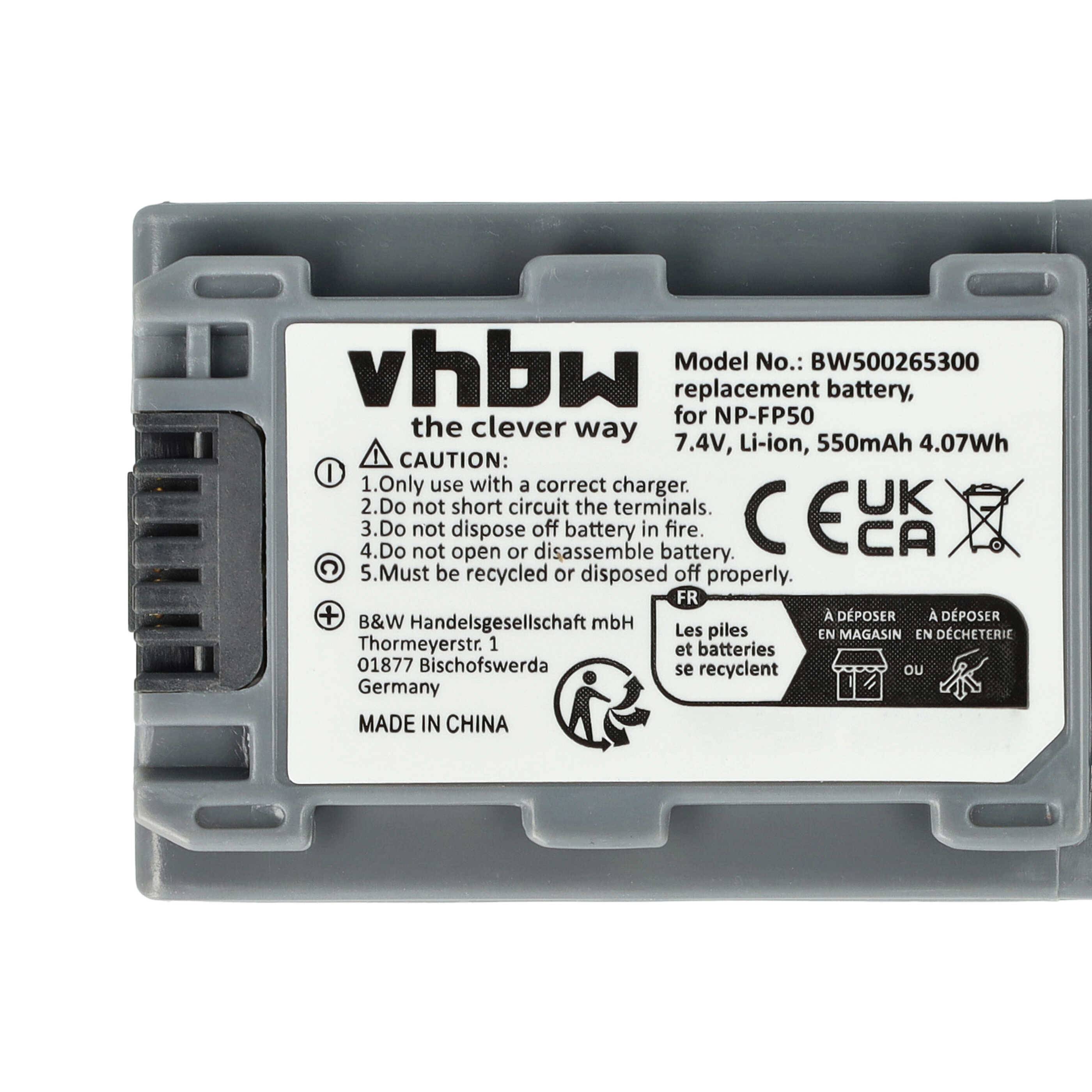 vhbw 3x Akku Ersatz für Sony NP-FP91, NP-FP90 für Videokamera Camcorder (500 mAh, 7,2 V, Li-Ion)