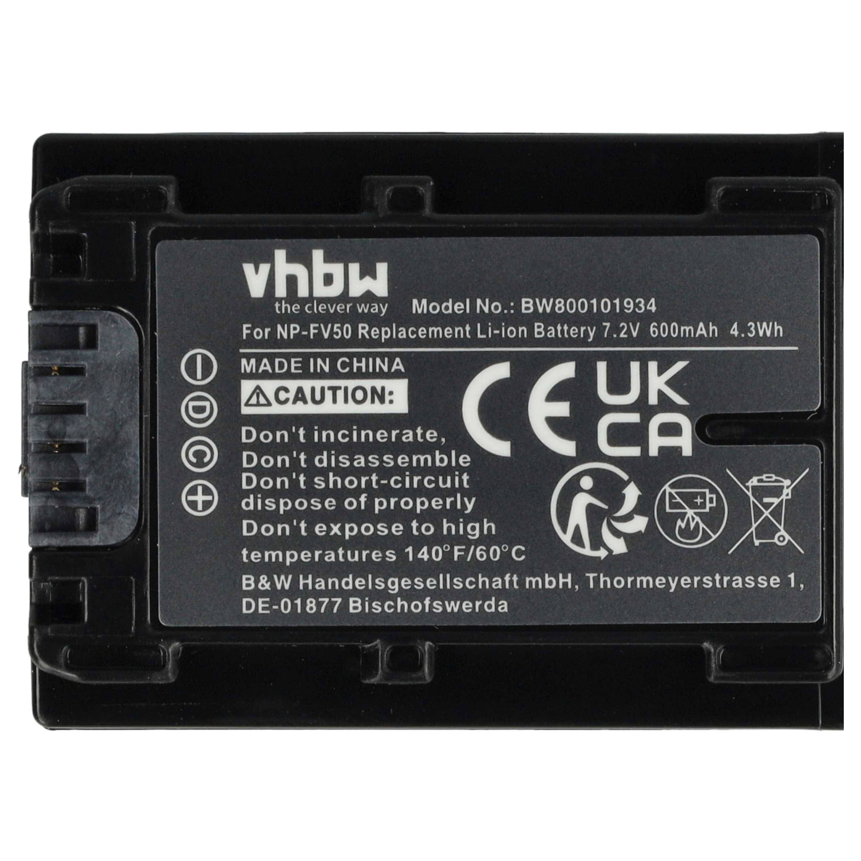vhbw 3x Akku kompatibel mit Sony HDR-PJ620, HDR-PJ740, HDR-PJ580VE Videokamera Camcorder (600 mAh, 7,2 V, Li-Ion) + Infochip