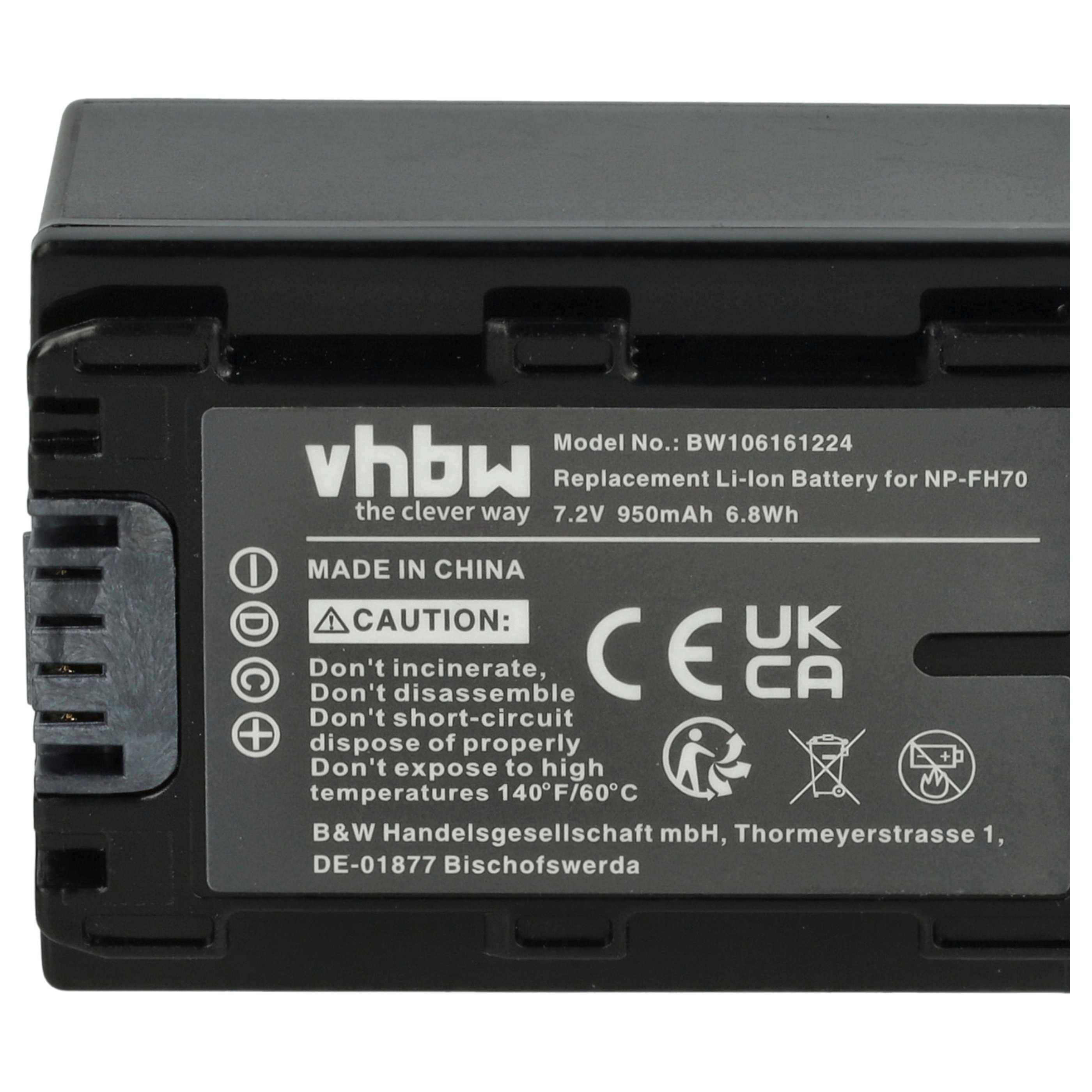 vhbw 3x Akku kompatibel mit Sony DCR-SR75(E), DCR-SR72(E), DCR-SR77 Videokamera Camcorder (950 mAh, 7,2 V, Li-Ion) + Infochip