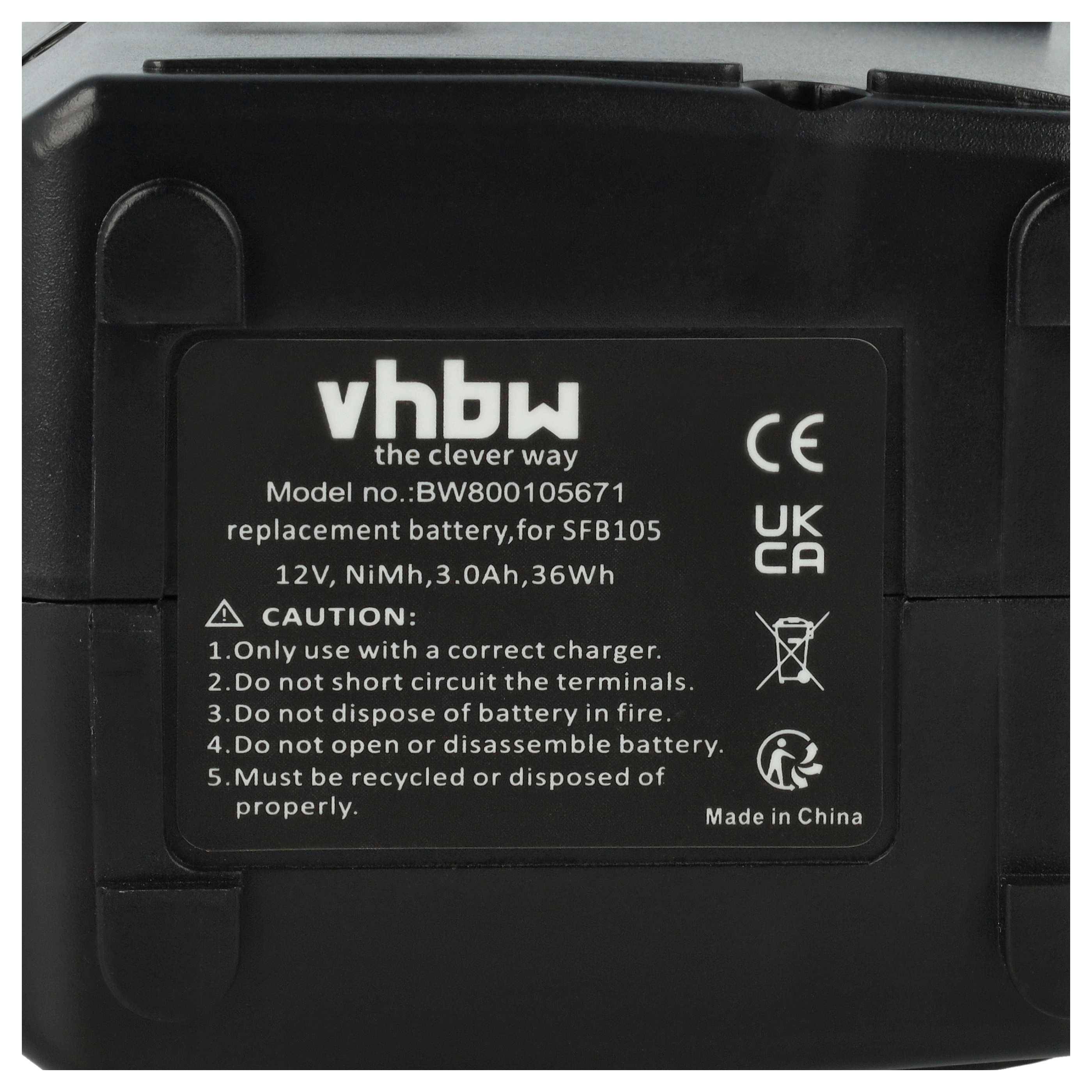 vhbw Akku Ersatz für Hilti SFB105, SBP12, 00315082 für Werkzeug (3000 mAh, NiMH, 12 V)