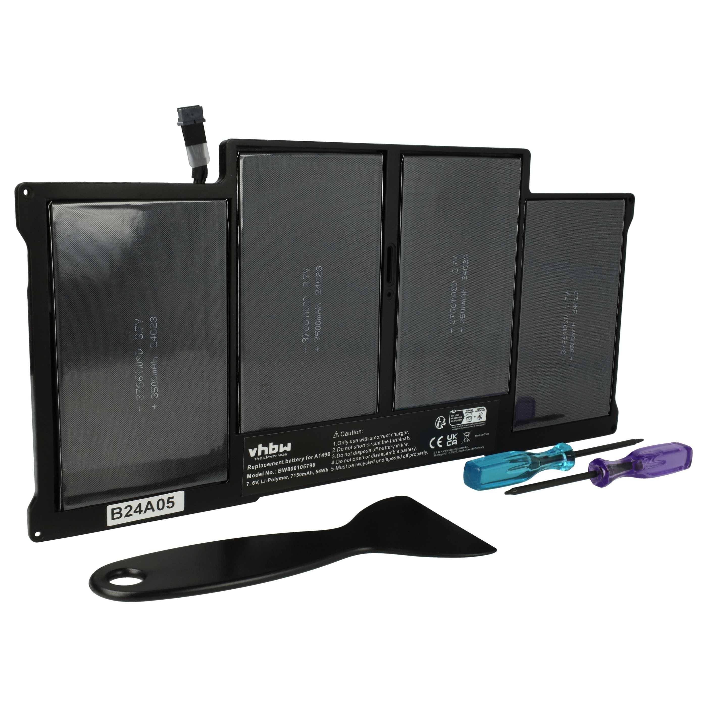 vhbw Akku kompatibel mit Apple MacBook Air MD231LL/A, MD232LL/A, MD508LL/A, MD232CH/A Notebook (3500 mAh, 3,7 V, Li-Polymer)