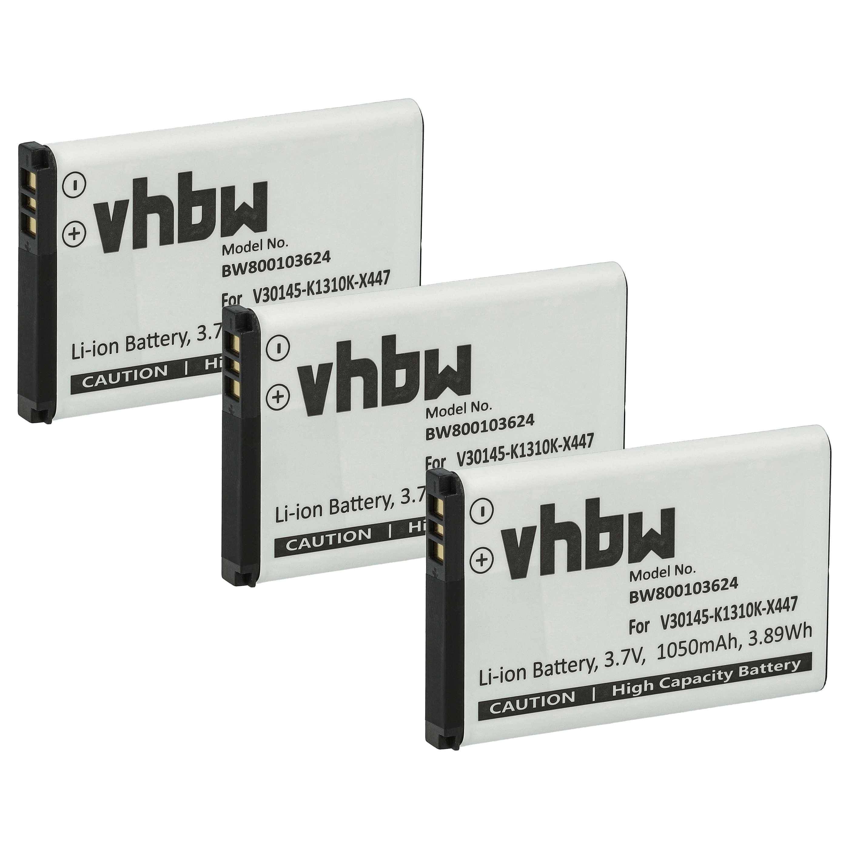 vhbw 3x Akku kompatibel mit Siemens Gigaset SL910A, SL910H, SL910 schnurlos Festnetz Telefon (1050 mAh, 3,7 V, Li-Ion) - Ersatz für