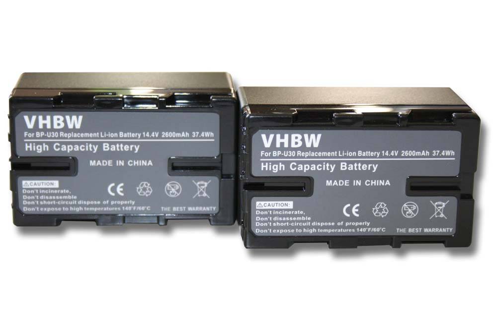vhbw 2x Akku kompatibel mit Sony PXW-FS7, PXW-FS7M2 Videokamera Camcorder (2600 mAh, 14,4 V, Li-Ion) + Infochip
