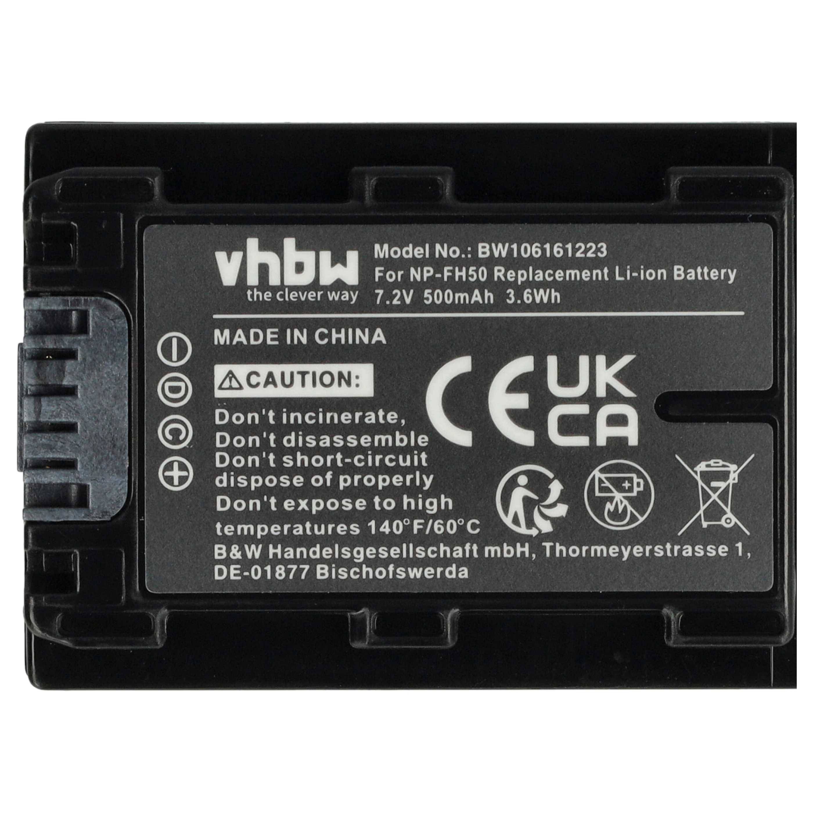 vhbw 3x Akku kompatibel mit Sony DCR-SR190(E), DCR-HC53(E), DCR-HC96(E), DCR-HC62(E) Kamera (500 mAh, 7,2 V, Li-Ion), Infochip