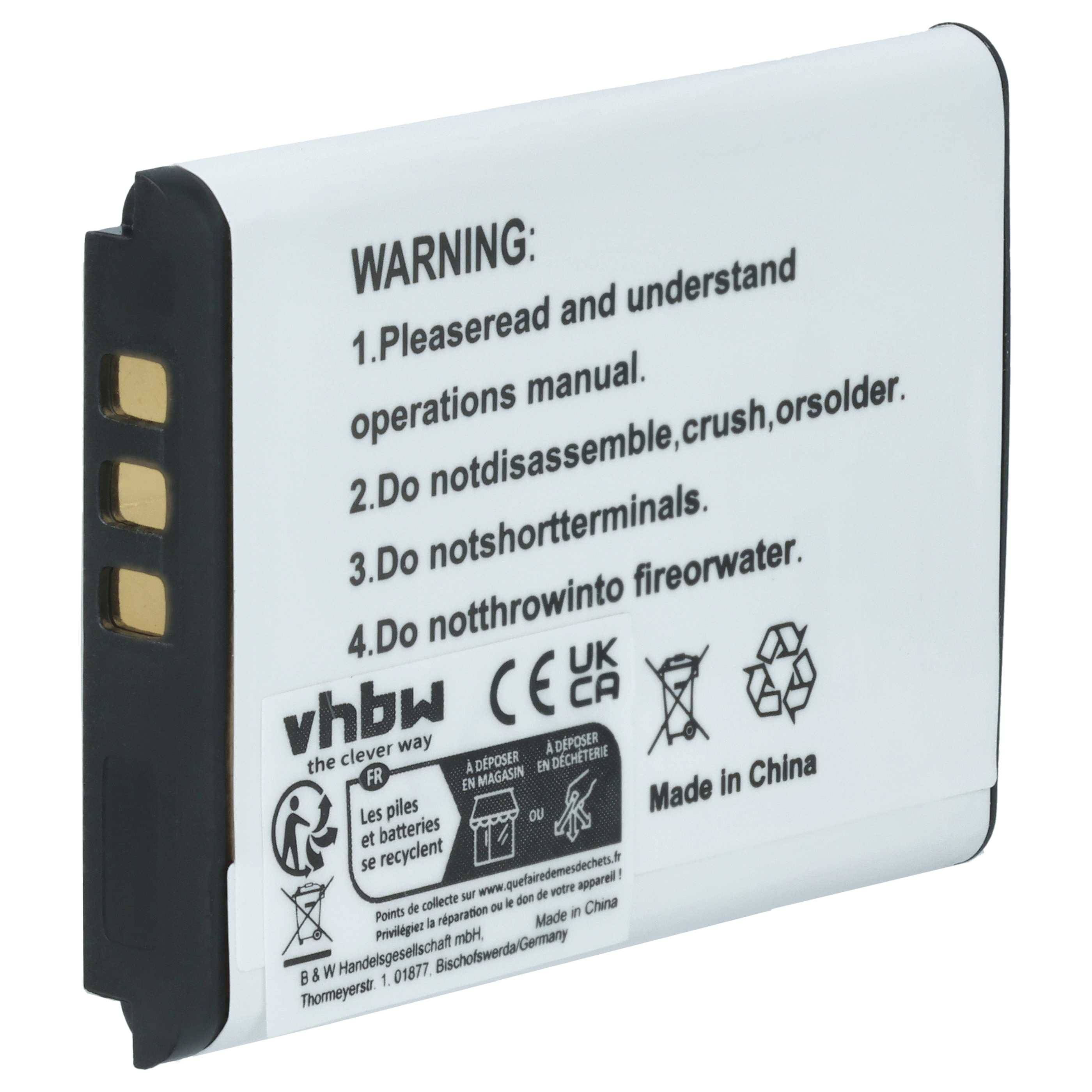 WARNUNG: 1. Bitte lesen und verstehen Sie das Betriebshandbuch. 2. Nicht auseinandernehmen, zerquetschen oder löten. 3. Klemmen nicht kurzschließen. 4. Nicht ins Feuer oder Wasser werfen.