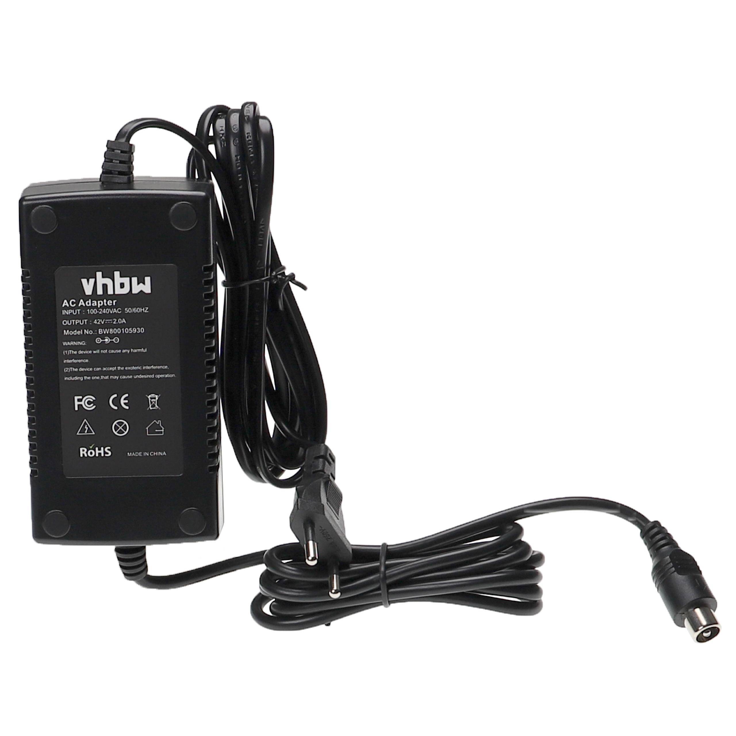 vhbw 220V Netzteil Ladegerät Ladekabel kompatibel mit e-Bike, Pedelec, Elektrofahrrad-Akkus mit 1Pin-Anschluss.