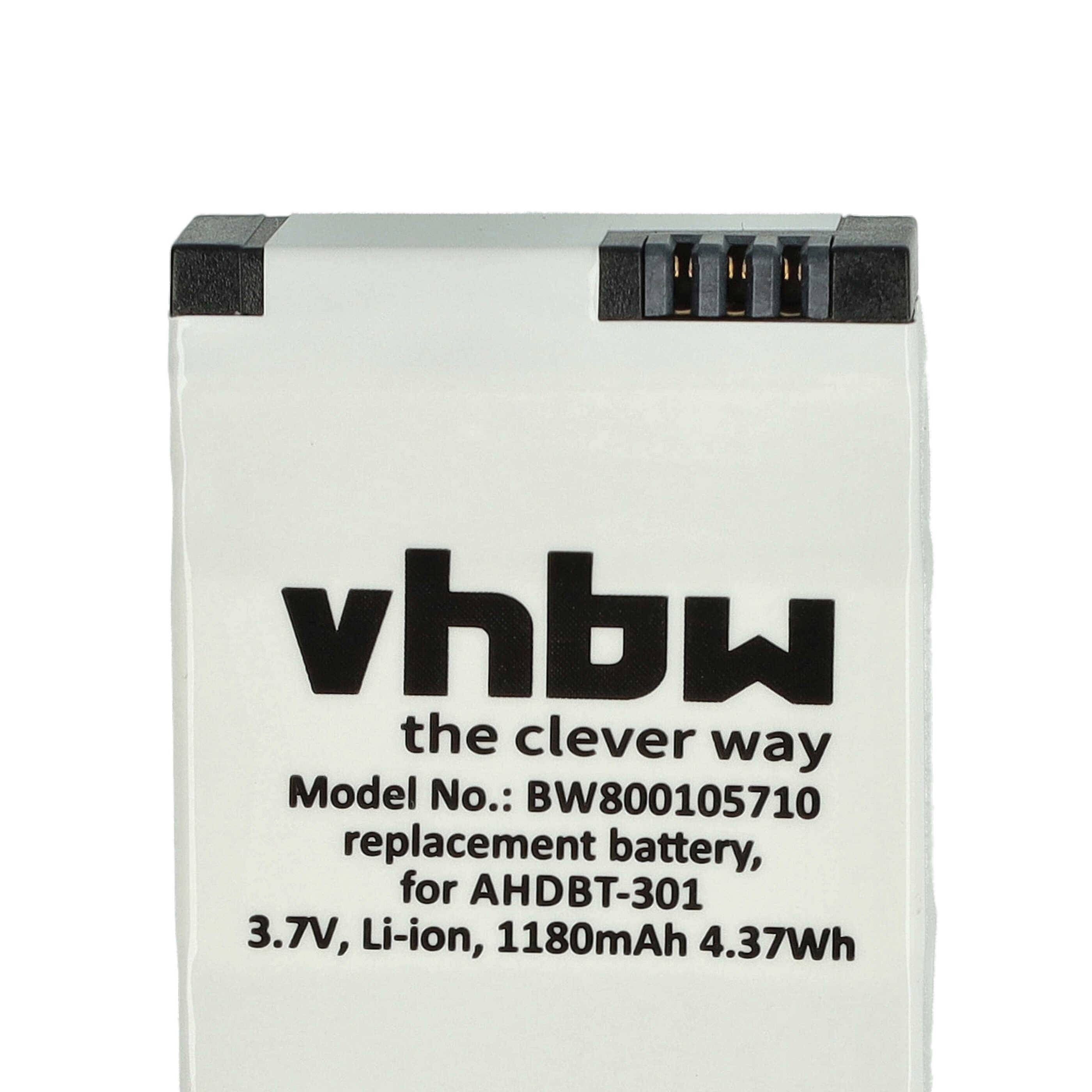 vhbw 3x Akku Ersatz für GoPro AHDBT-201, 1ICP7/26/33-2, 601-00724-00ACHDHN-301 für Videokamera Camcorder (1180 mAh, 3,7 V, Li-Polymer)