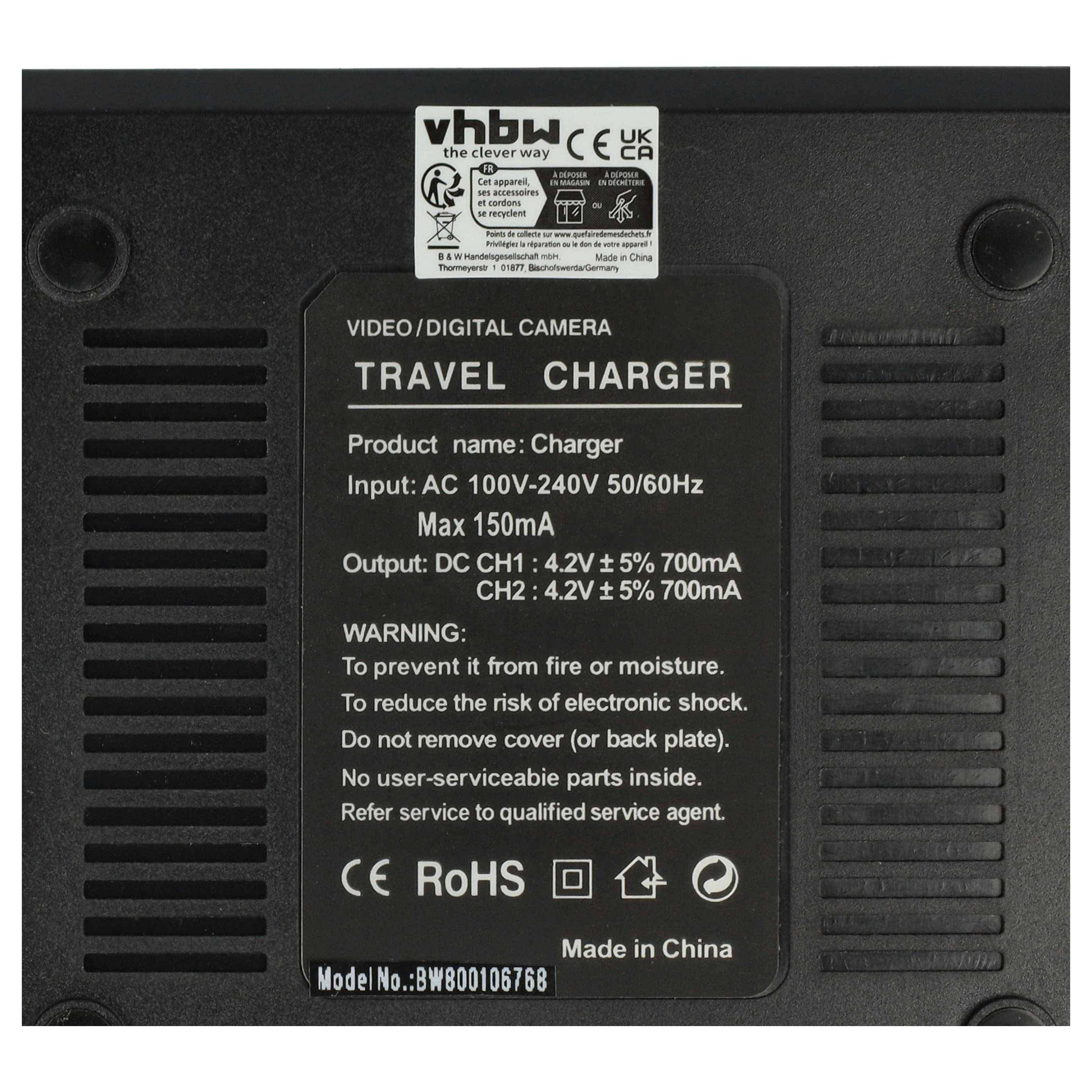 vhbw Dual Ladegerät kompatibel mit Canon Digital Ixus 25is, 210, 105is, 200is Kamera Camcorder/Akku - Ladeschale, Ladeanzeige, 4.2/8.4 V