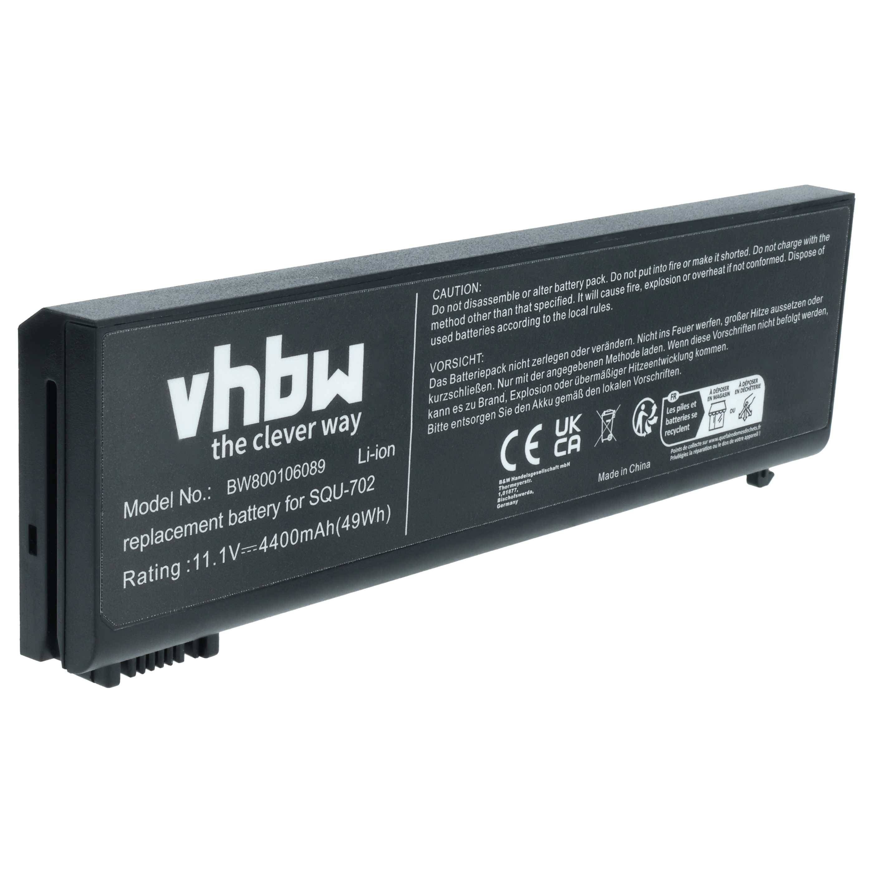 vhbw Akku kompatibel mit Advent 9915w, 7302, AL-096, 7211, 7201, 7301 Notebook (4400 mAh, 11,1 V, Li-Ion)