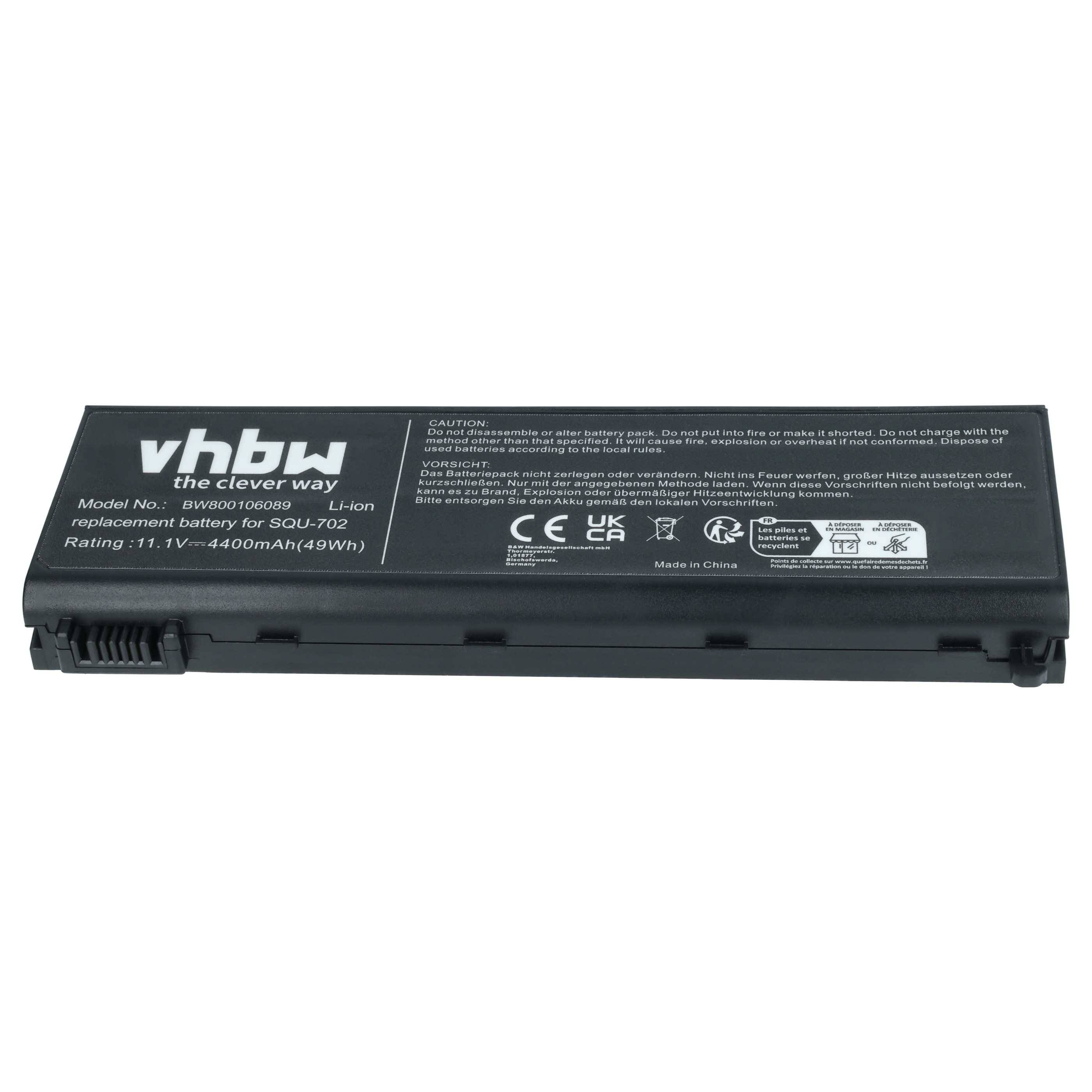 vhbw Akku kompatibel mit Advent 9915w, 7302, AL-096, 7211, 7201, 7301 Notebook (4400 mAh, 11,1 V, Li-Ion)