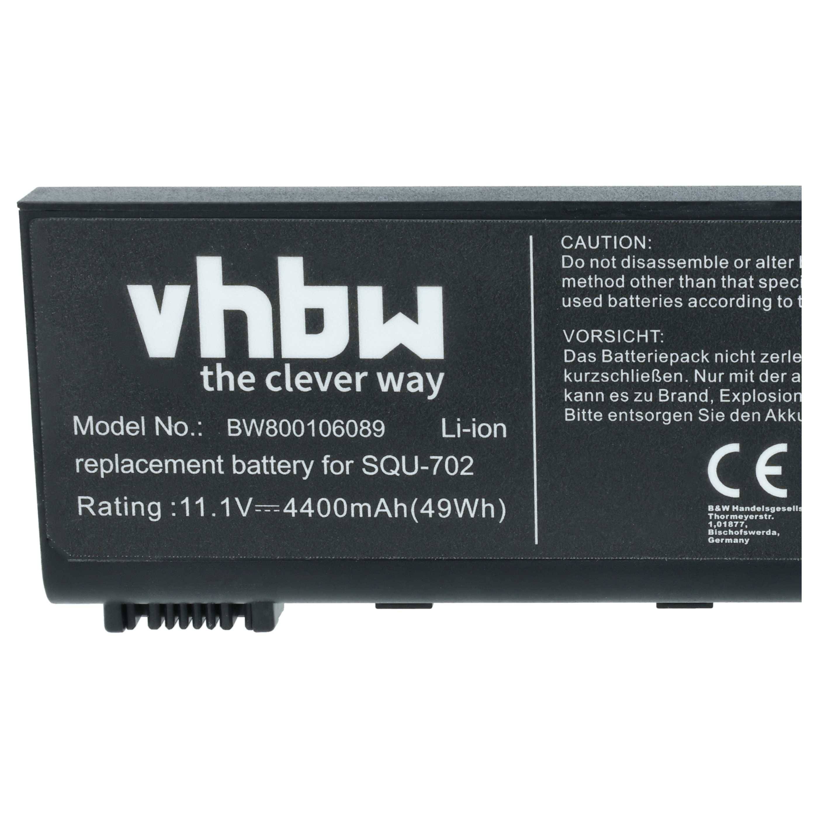 vhbw Akku kompatibel mit Advent 9915w, 7302, AL-096, 7211, 7201, 7301 Notebook (4400 mAh, 11,1 V, Li-Ion)
