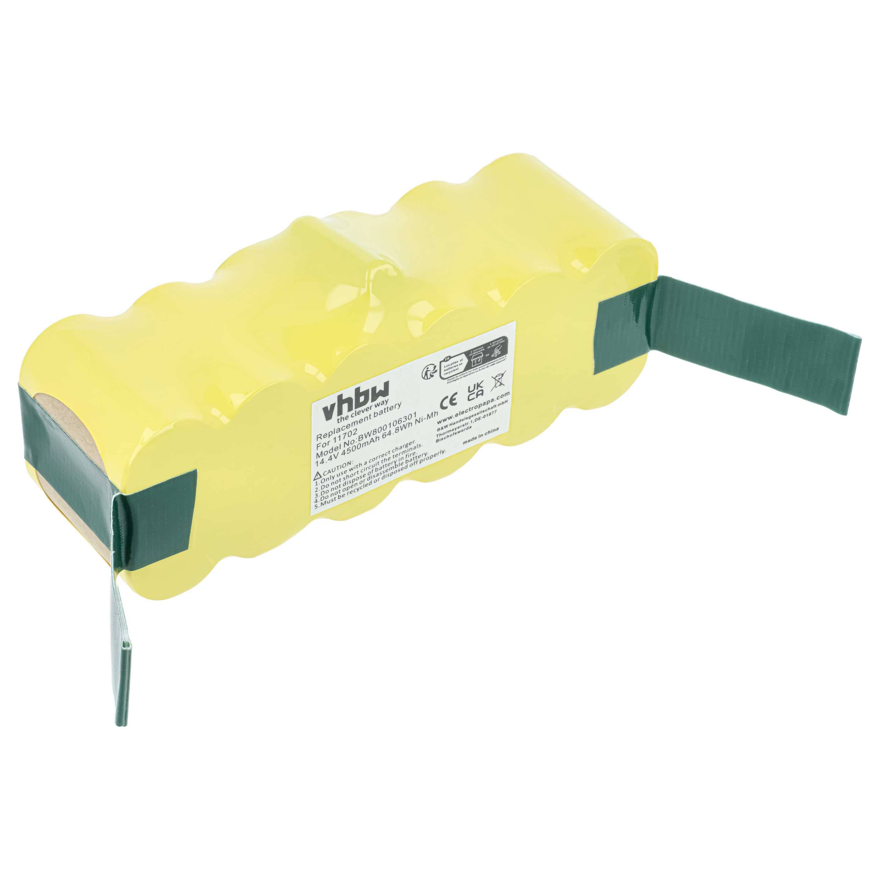 vhbw Akku kompatibel mit iRobot Roomba 621, 614, 605, 611, 618, 583, 610, 590, 612, 616, 620, 625, 615 Staubsauger (4500 mAh, 14,4 V, NiMH)