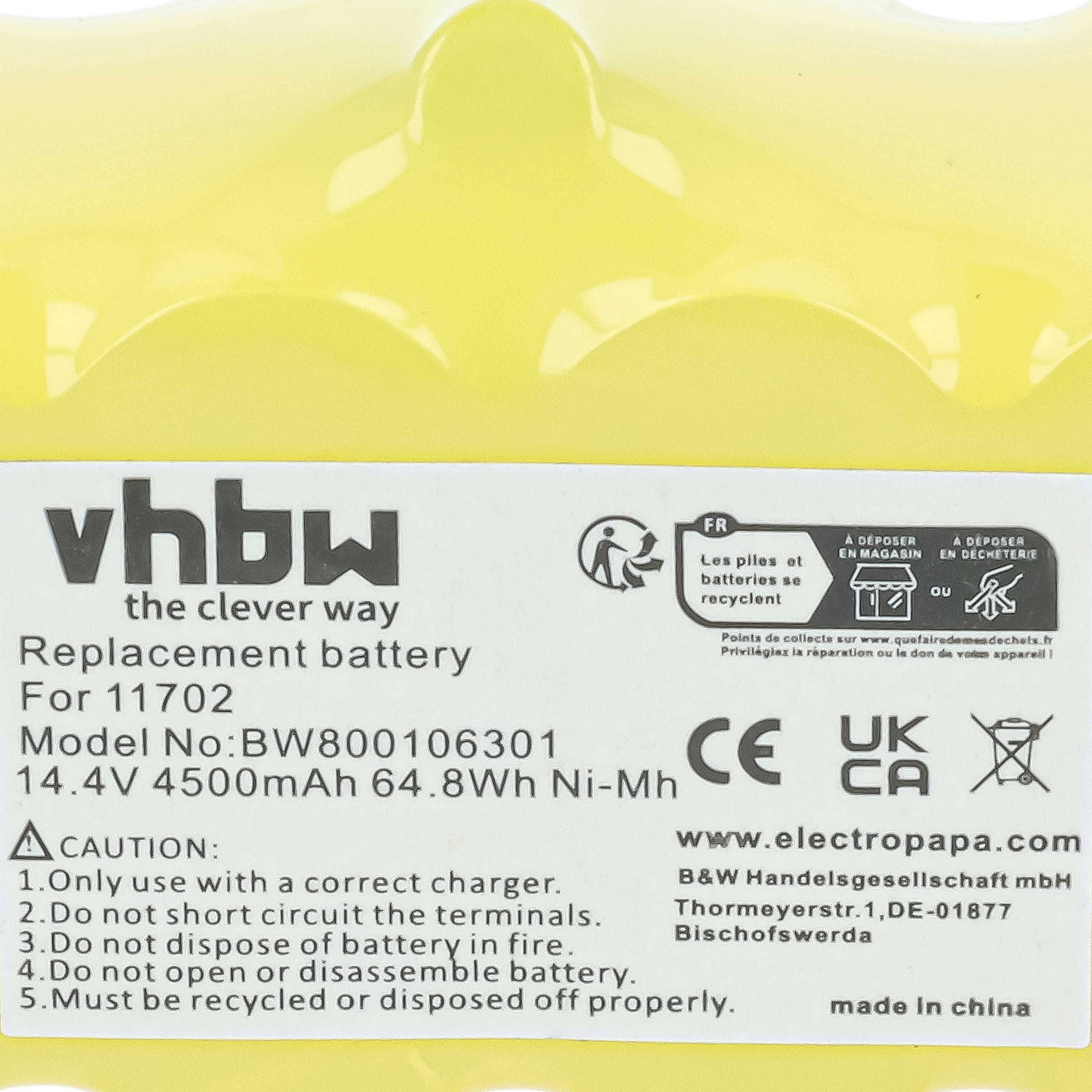 vhbw Akku Ersatzakku NiMH 4500mAh (14.4V) kompatibel mit iRobot Roomba 500 | 600, 700, 800, 900 Series Saugroboter