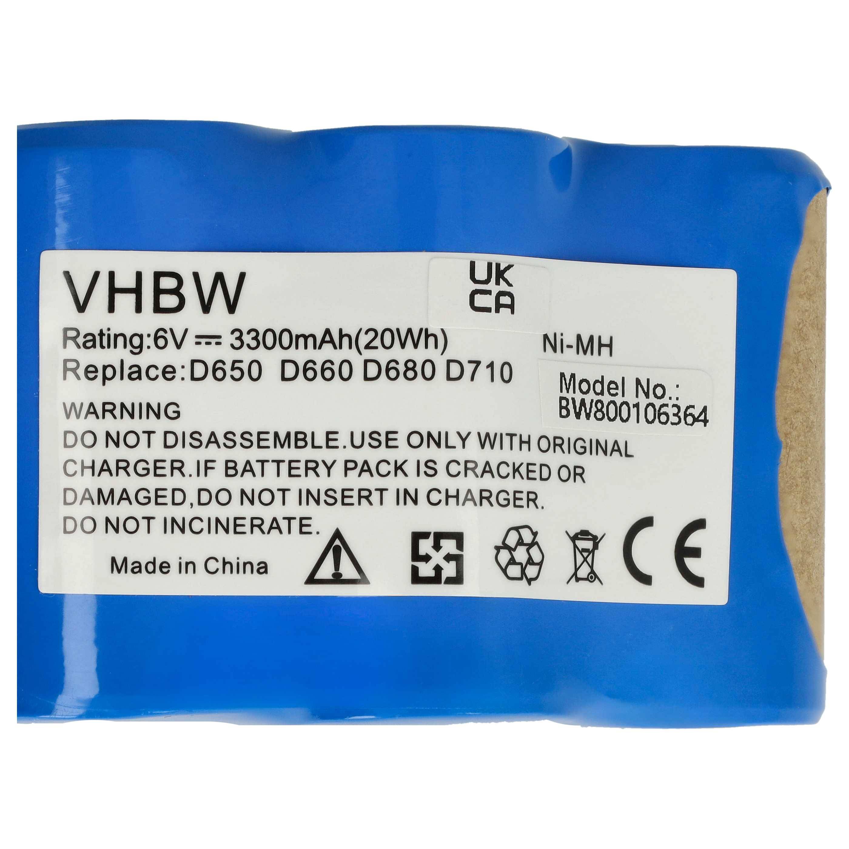 vhbw NiMH Ersatz Akku 3300mAh (6V) - Ersatz für LP43SC3300P5 - kompatibel mit Ecovacs Deebot, COD und Hoover Roboterstaubsauger Saugroboter