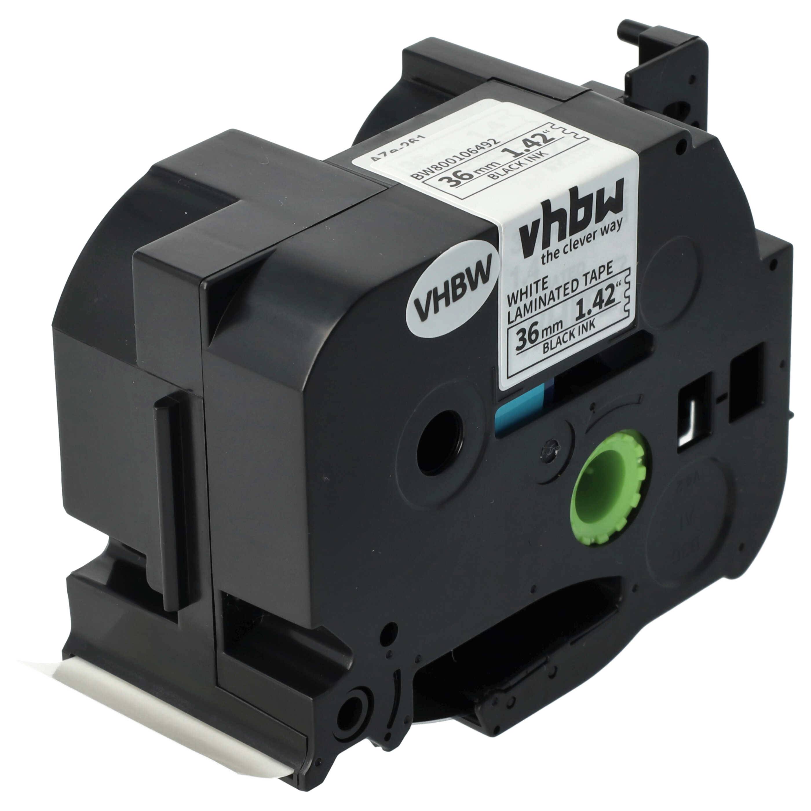 vhbw Schriftband-Kassette Ersatz für Brother TZ-261, TZE-261 für Etiketten-Drucker 8m x 36mm Schwarz auf Weiß