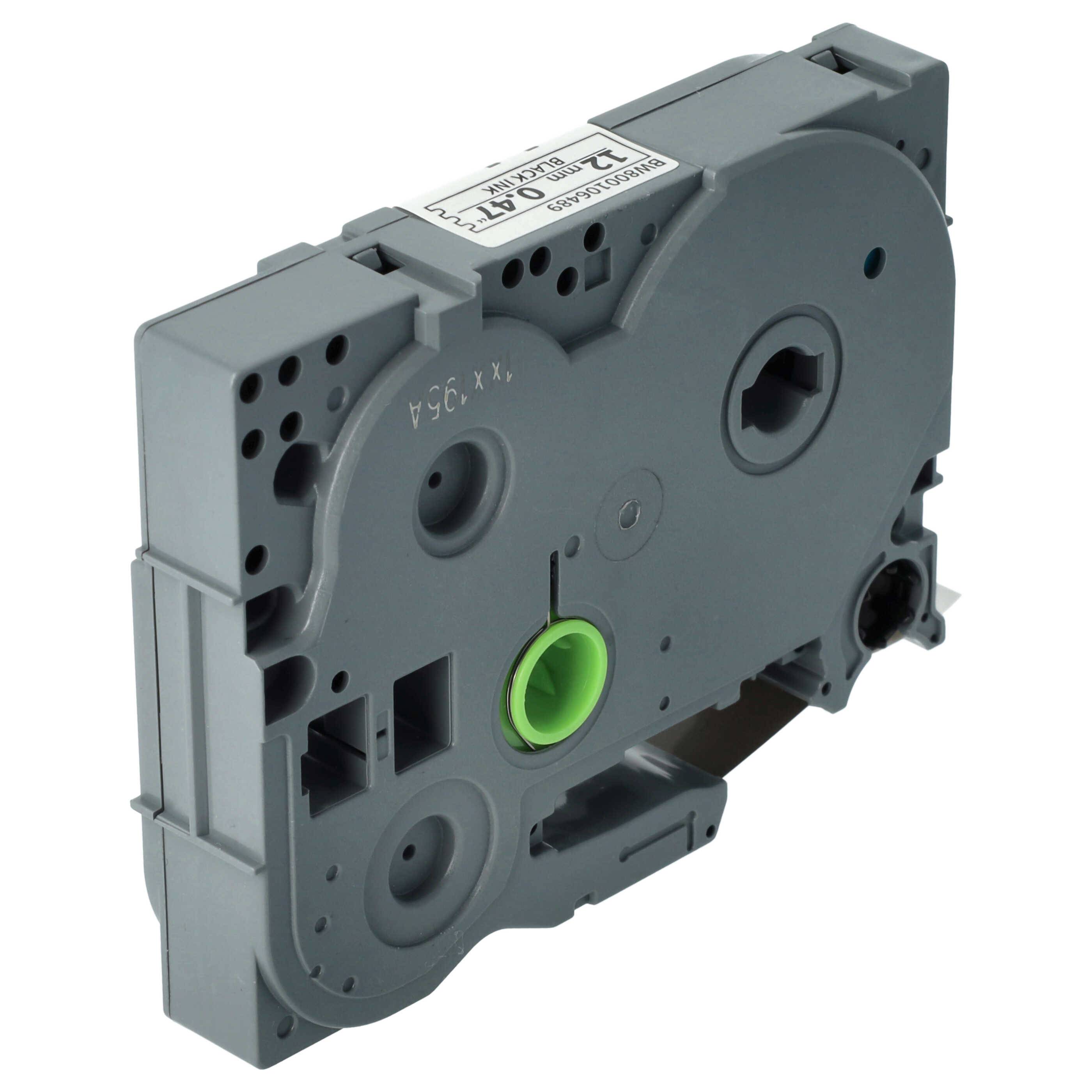 vhbw 100x Schriftband-Kassette kompatibel mit Brother PT 1180SC, 1200S, 1180SP, 1200, 11Q, 1180HK, 1190 Etiketten-Drucker 8m x 12mm Schwarz auf Weiß