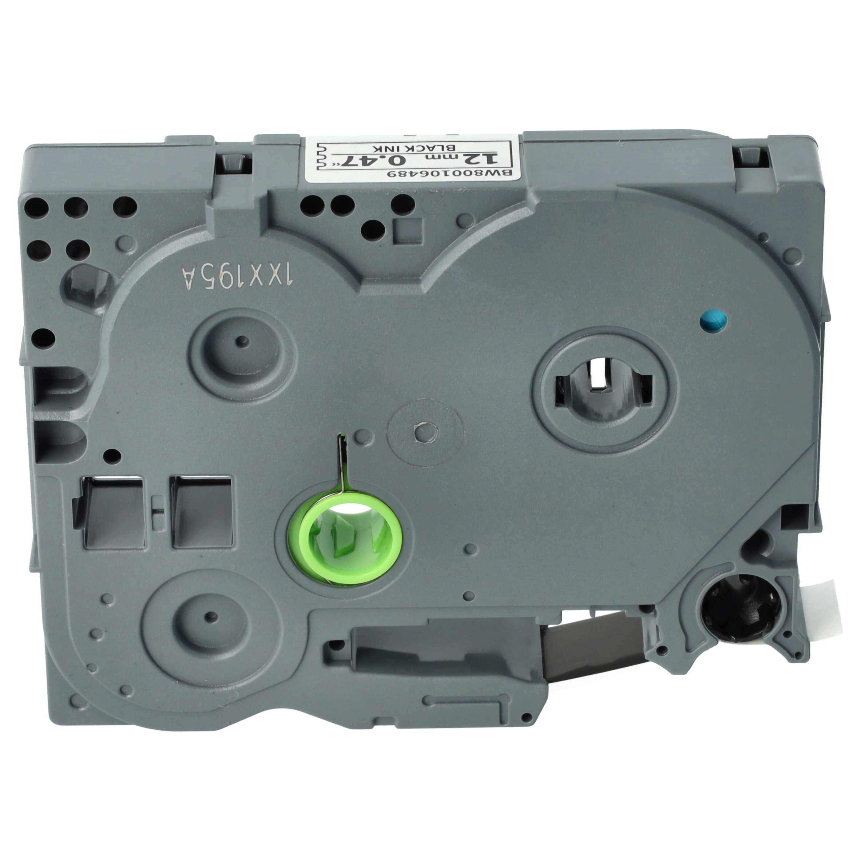 vhbw 100x Schriftband-Kassette kompatibel mit Brother ST 1150, 1150DX, 5 Etiketten-Drucker 8m x 12mm Schwarz auf Weiß