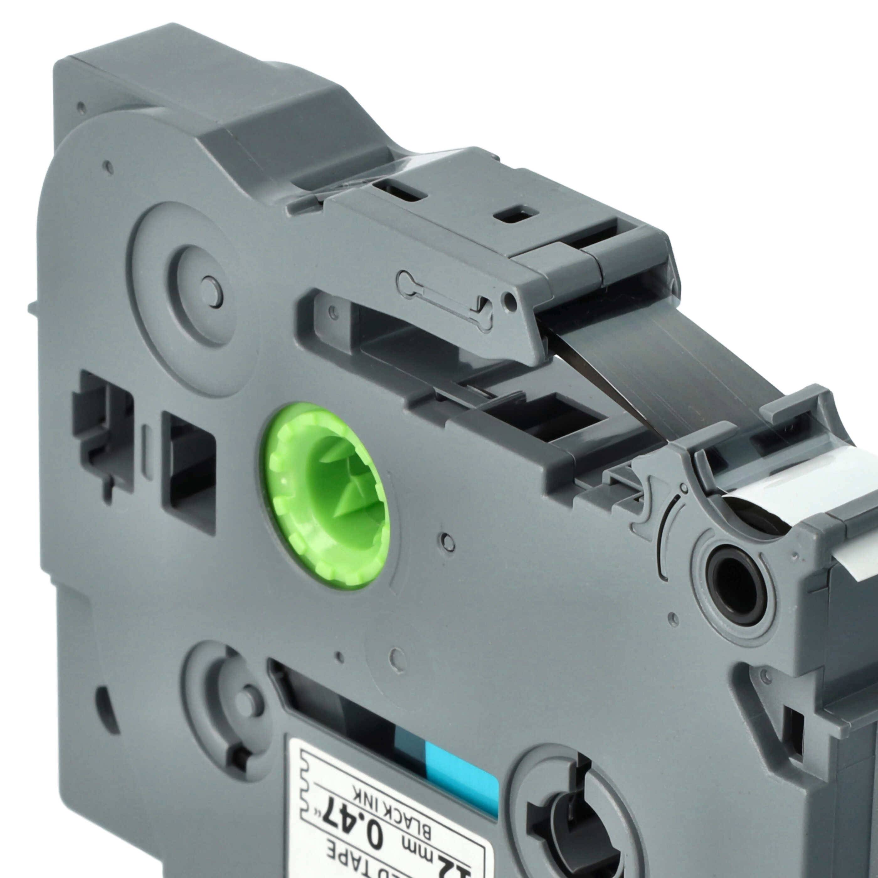 vhbw 50x Schriftband-Kassette kompatibel mit Brother PT 1290VP, 1300, 1290BT2, 1290RS, 1290DT, 1290SBVP Etiketten-Drucker 8m x 12mm Schwarz auf Weiß