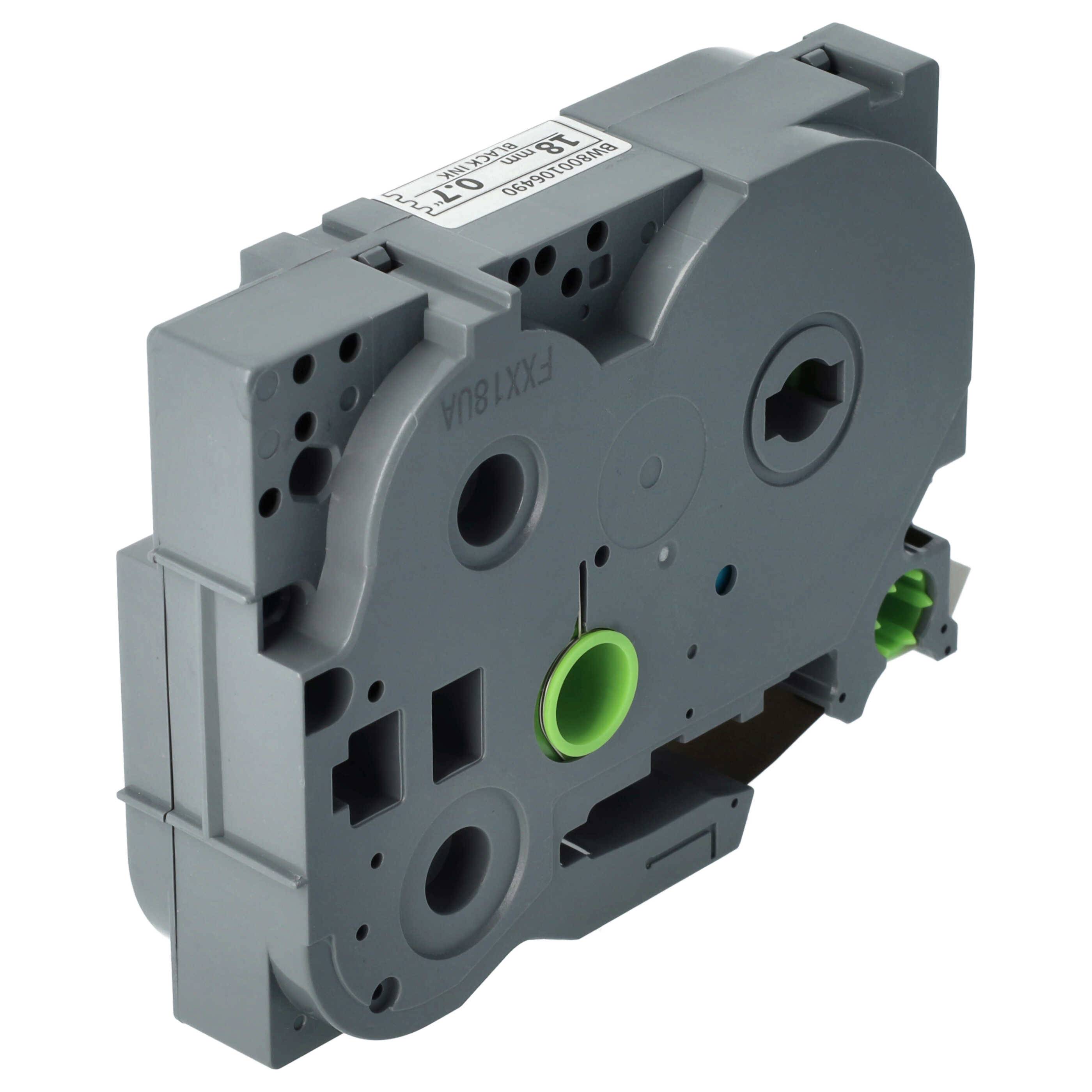 vhbw 10x Schriftband-Kassette kompatibel mit Brother PT 300 SP, 310 CC, 340 C, 350, 340, 310, 300-Serie Etiketten-Drucker 8m x 18mm Schwarz auf Weiß