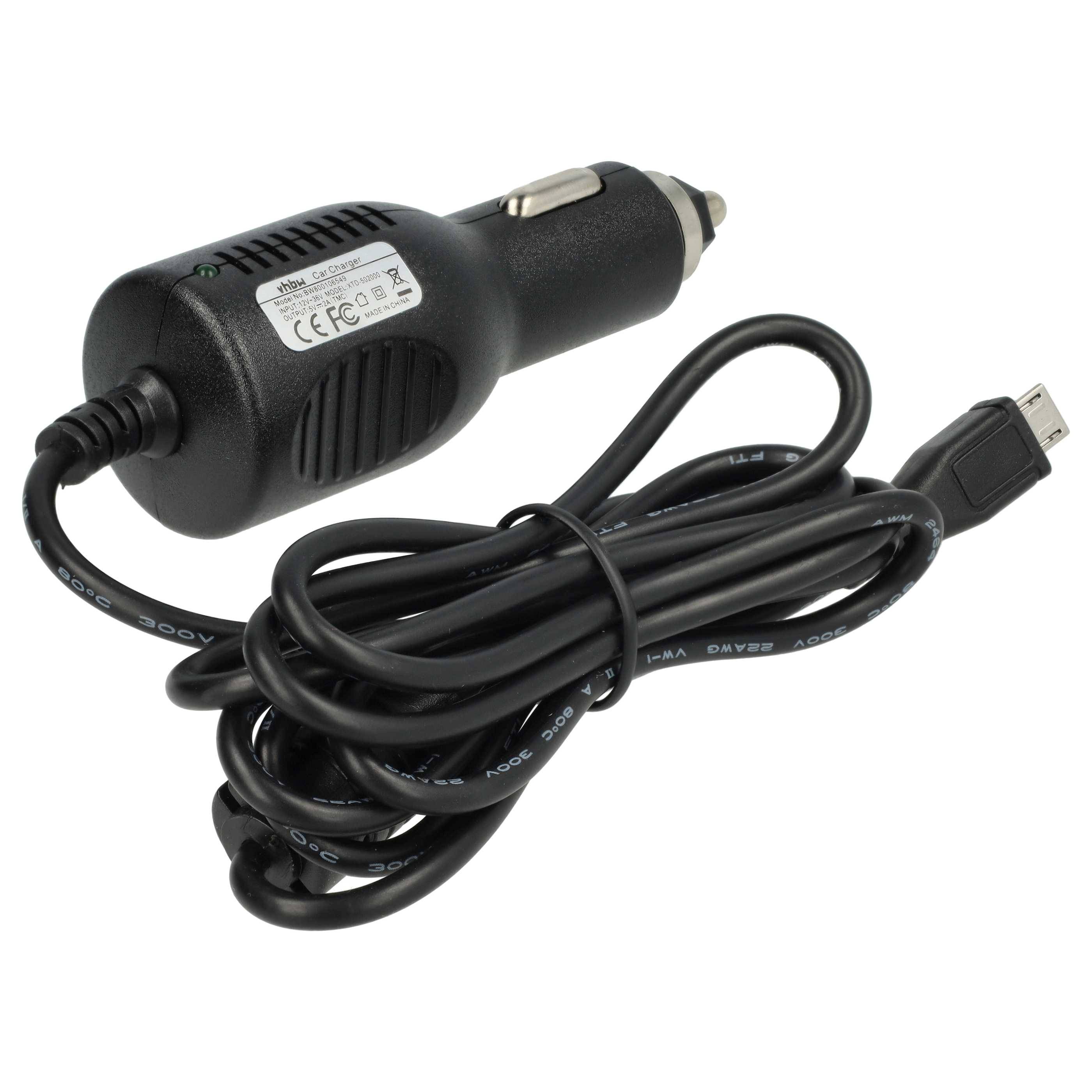 vhbw KFZ-Ladekabel kompatibel mit TomTom Start 50, 60 Europe Traffic, 40, 60 Navigationsgerät - 12V Ladegerät Schwarz