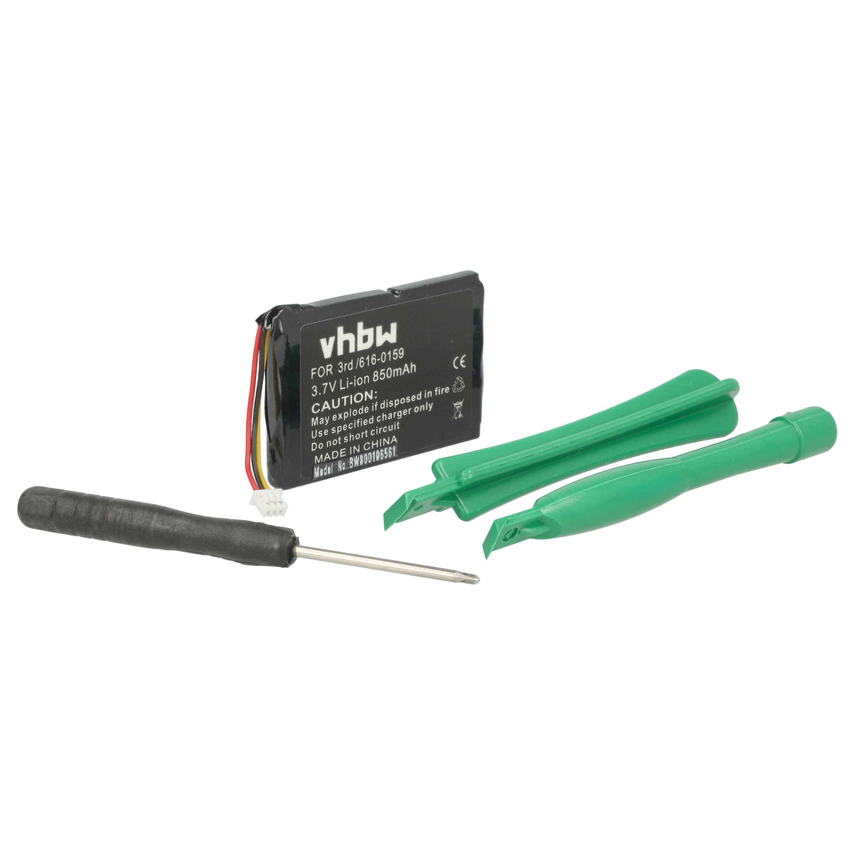 vhbw Akku kompatibel mit Apple iPod M9460LL/A, M9460LL, M9460LLA MP3-Player Musik Player (850 mAh, 3,7 V, Li-Polymer)