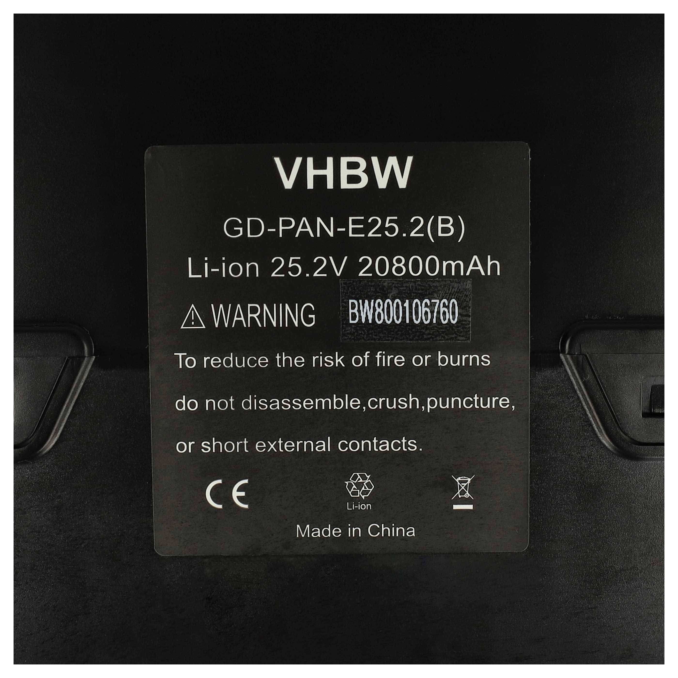 vhbw Akku kompatibel mit Panasonic Flyer T10, S Urban 26", S Urban 28" | für S X-C 26", S XT 28" E-Bike (20,8 Ah, 25,2 V, Li-Ion) - Schwarz