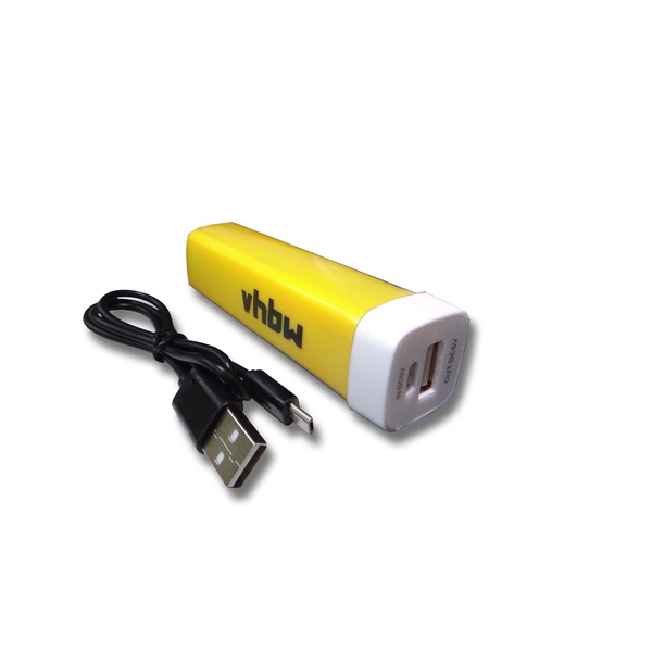 vhbw Powerbank 2200mAh kompatibel mit iPhone, Samsung, Huawei, iPad und mehr 5V mobiles Ladegerät Ladekabel Micro-USB gelb