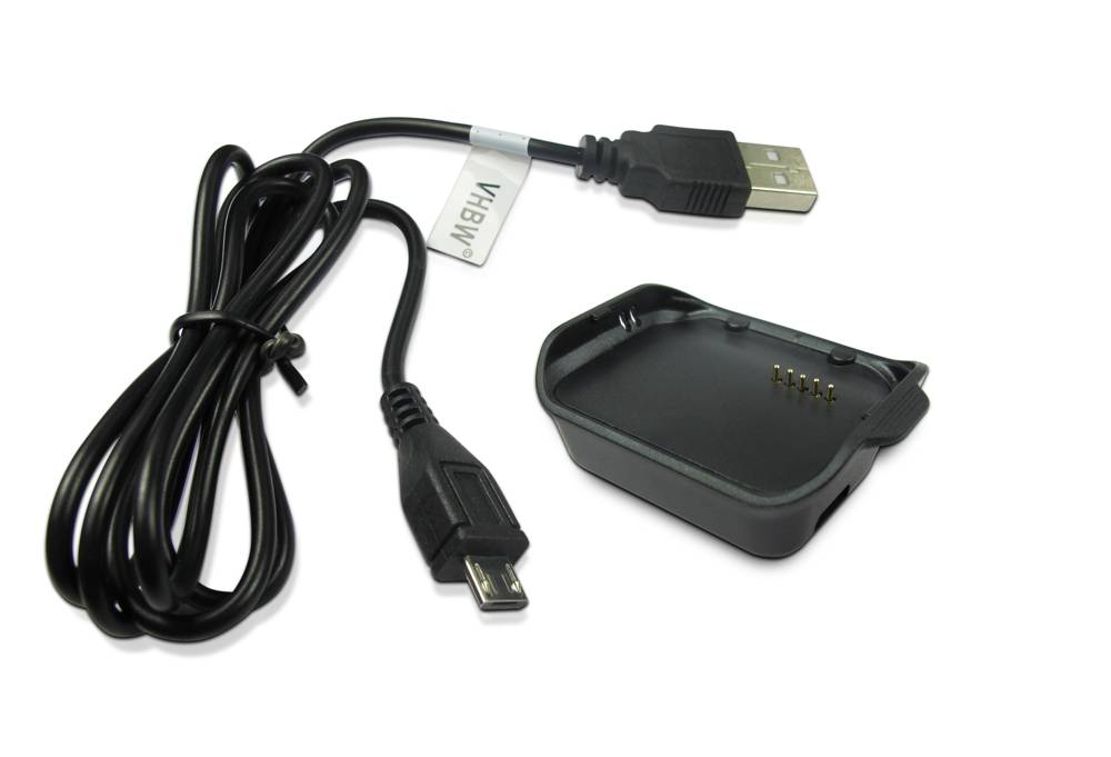vhbw Ladekabel kompatibel mit Samsung Gear 2 SM-R380 Smartwatch, Fitnesstracker - Ladestation, Dockingstation, Ersatzkabel, Schwarz
