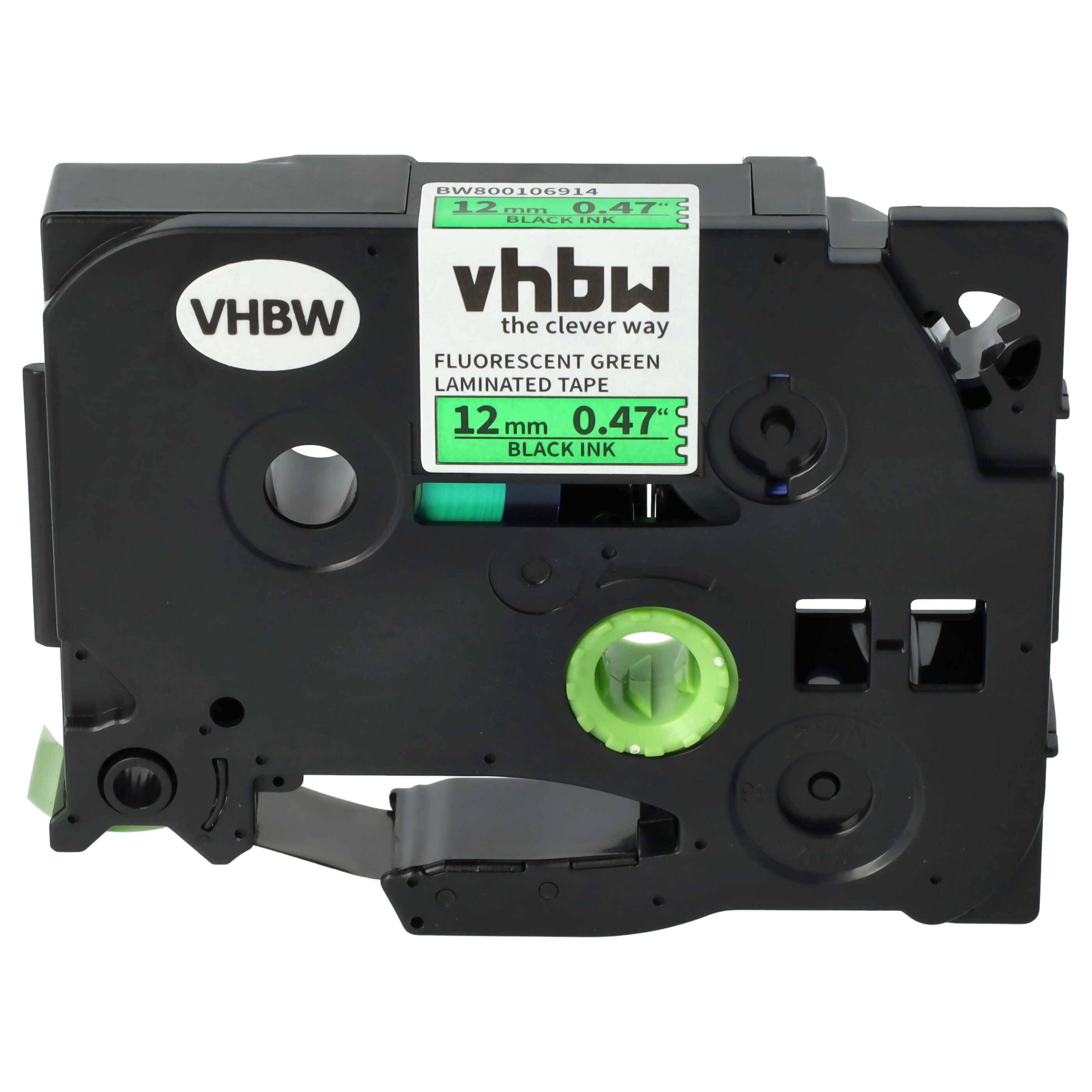 vhbw Schriftband-Kassette kompatibel mit Brother PT H107B | H108, H108GT, H110BK, H200, H105VP, H110 Etiketten-Drucker 8m x 12mm Schwarz auf