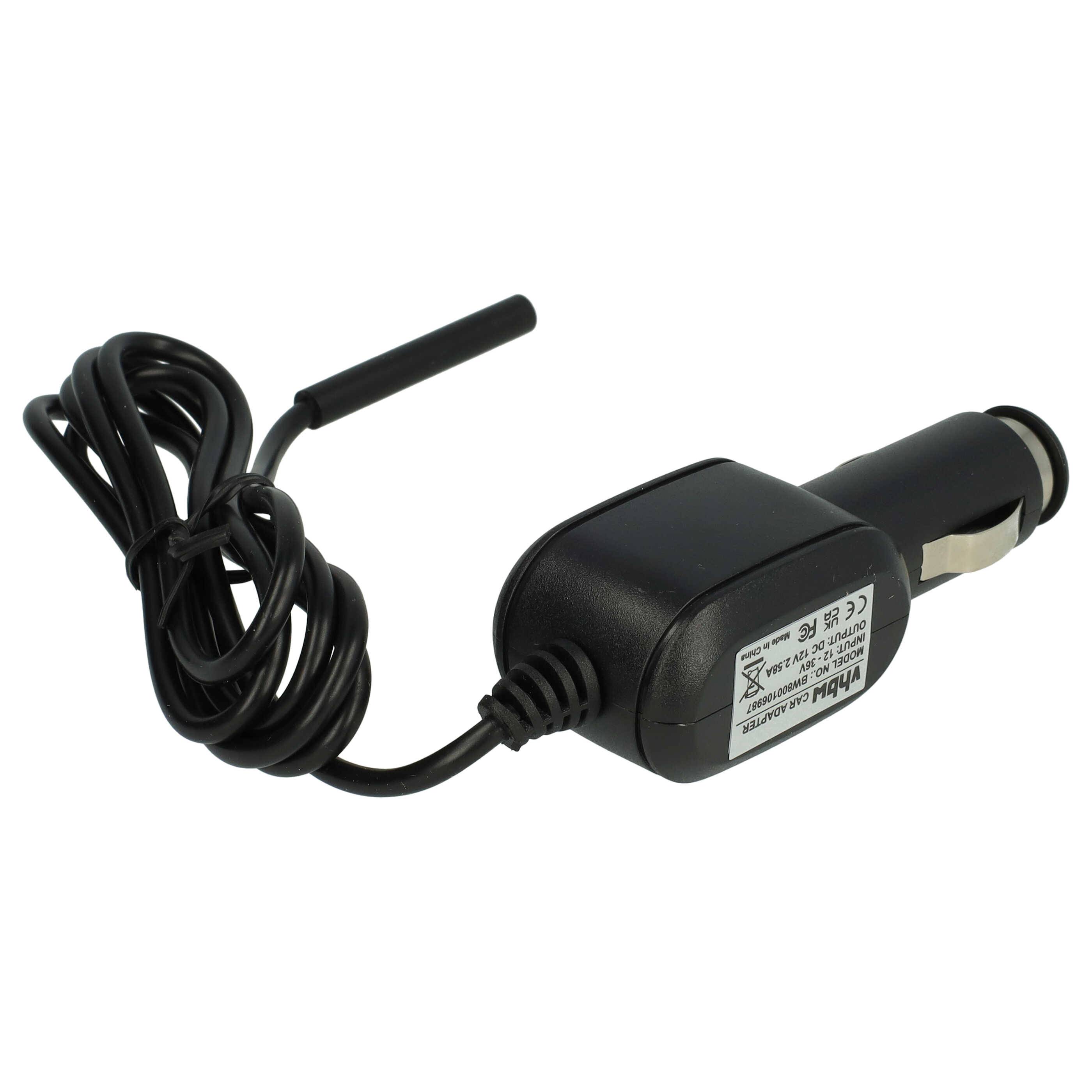 vhbw KFZ-Ladekabel kompatibel mit Microsoft Surface Duo 2, Duo, Laptop 1, Go, Book 2, Go 2, Go 3 Tablet - 12V Ladegerät Schwarz