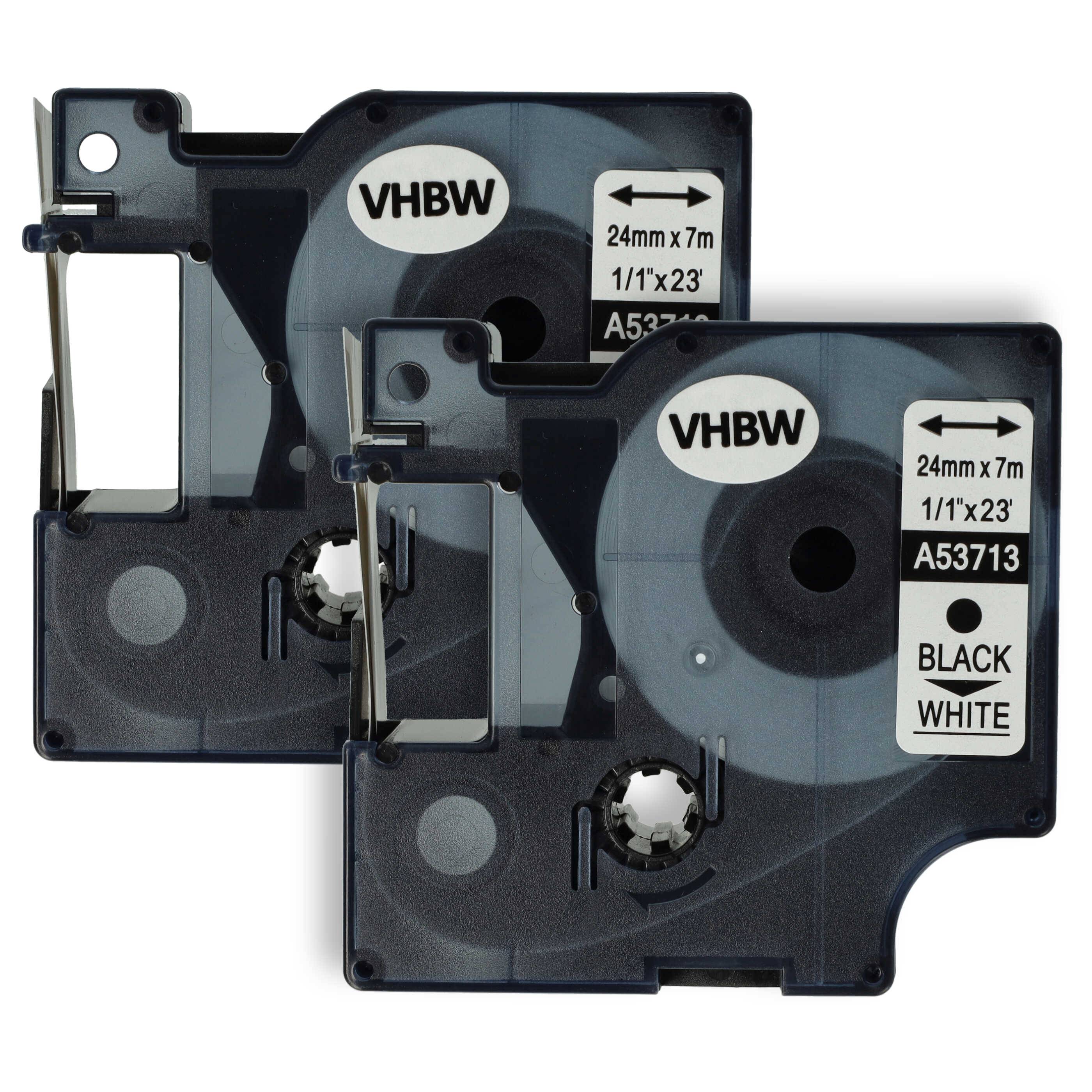 vhbw 2x Schriftband-Kassette kompatibel mit Dymo LabelMaker PC2, PC Etiketten-Drucker 7m x 24mm Schwarz auf Weiß