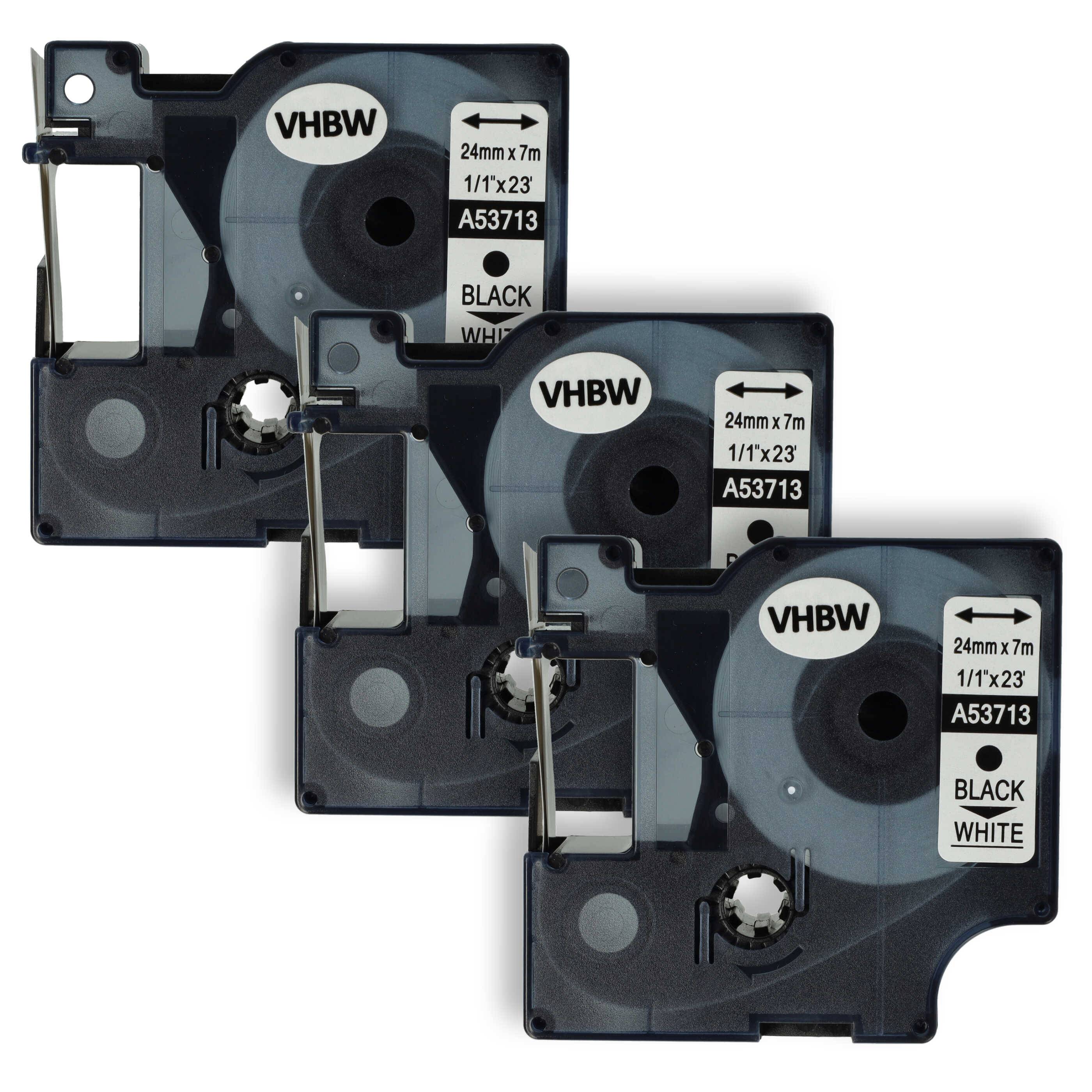 vhbw 3x Schriftband-Kassette kompatibel mit Dymo LabelManager 400, 450D, 450, 500TS, 500, 300 Etiketten-Drucker 7m x 24mm Schwarz auf Weiß