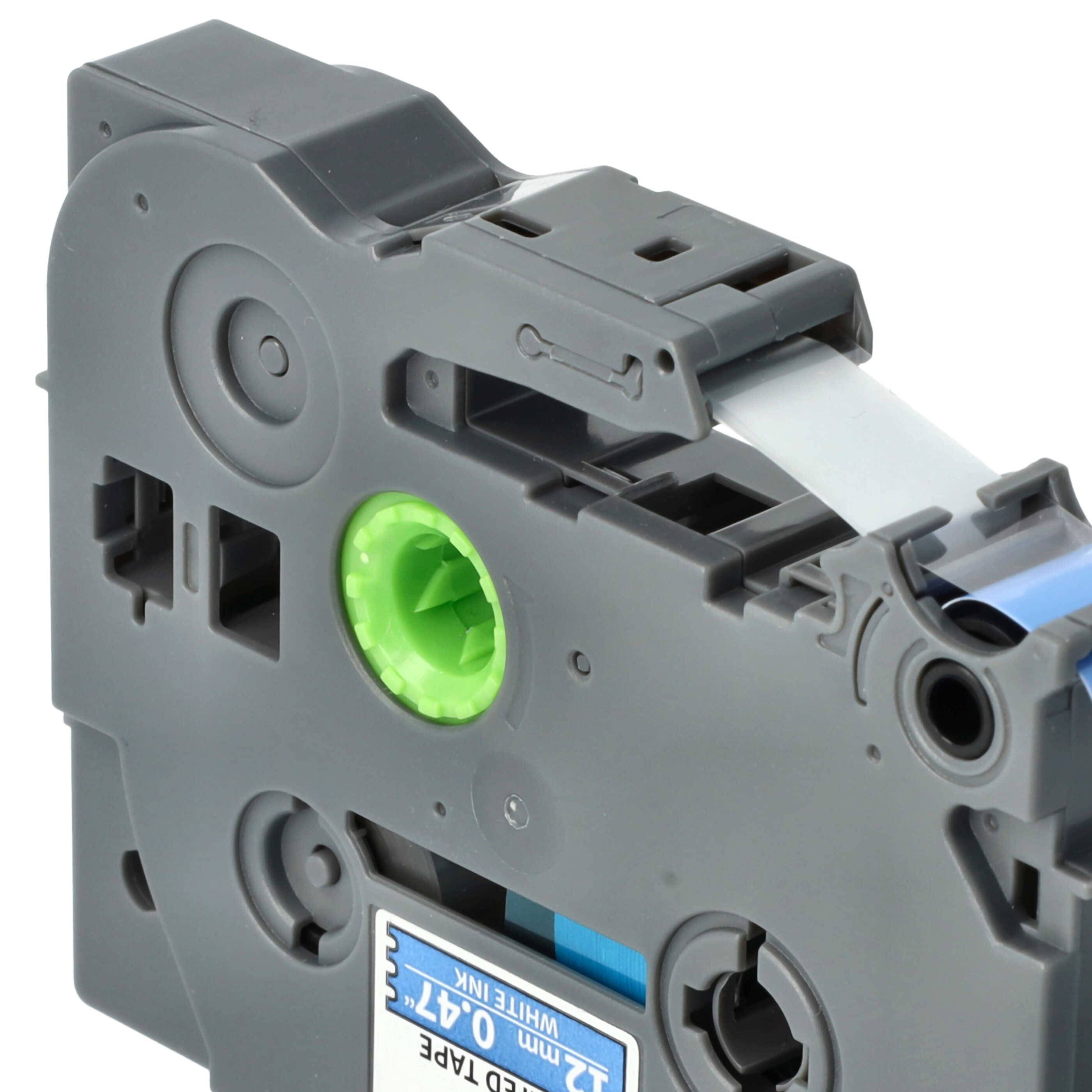 vhbw Schriftband-Kassette kompatibel mit Brother PT H107B, H108, H108GT, H300, H110BK, H300LI, H200, H110 Etiketten-Drucker 8m x 12mm Weiß auf Blau